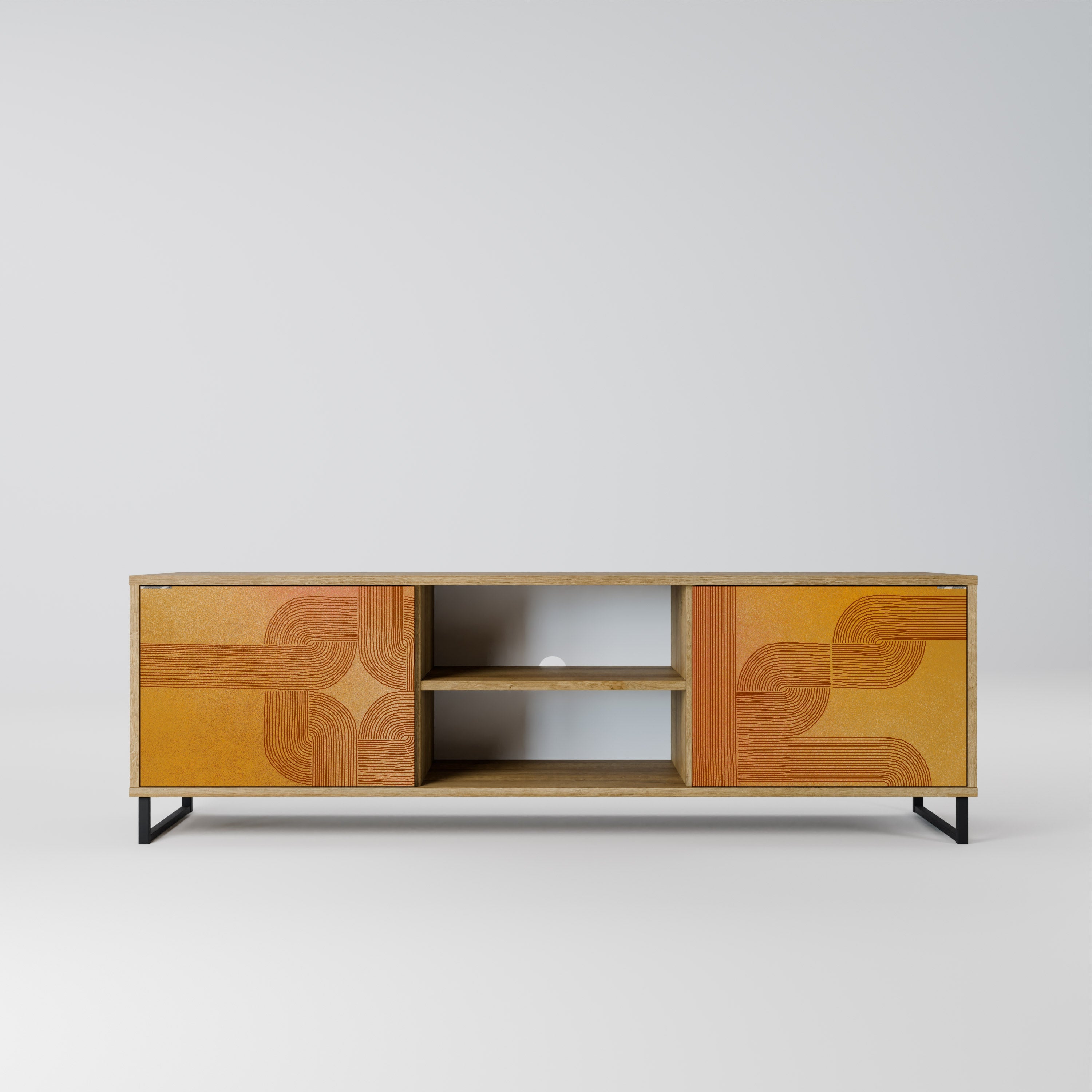 Meuble TV 2 portes effet chêne STRENGTHENING RELATION