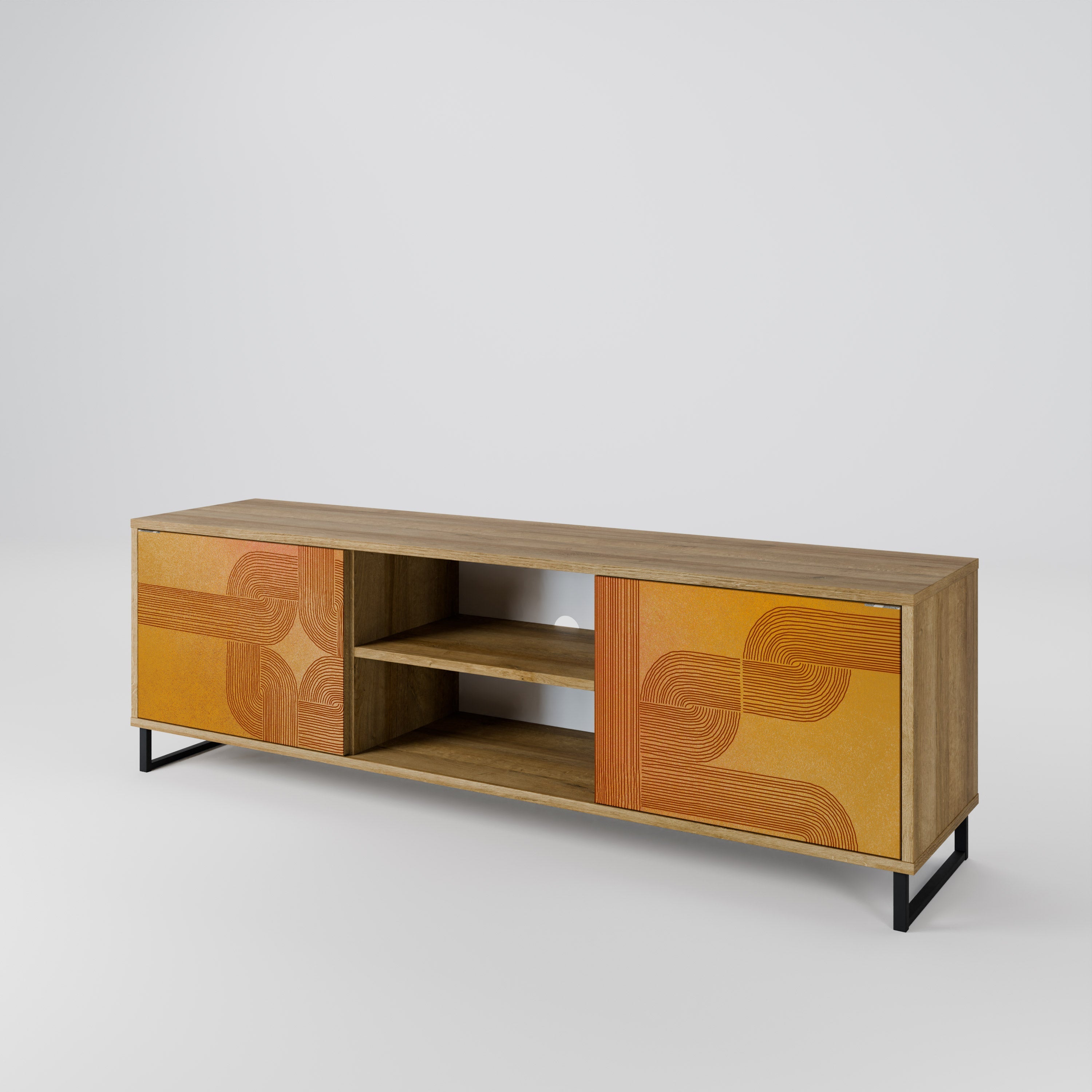 Meuble TV 2 portes effet chêne STRENGTHENING RELATION