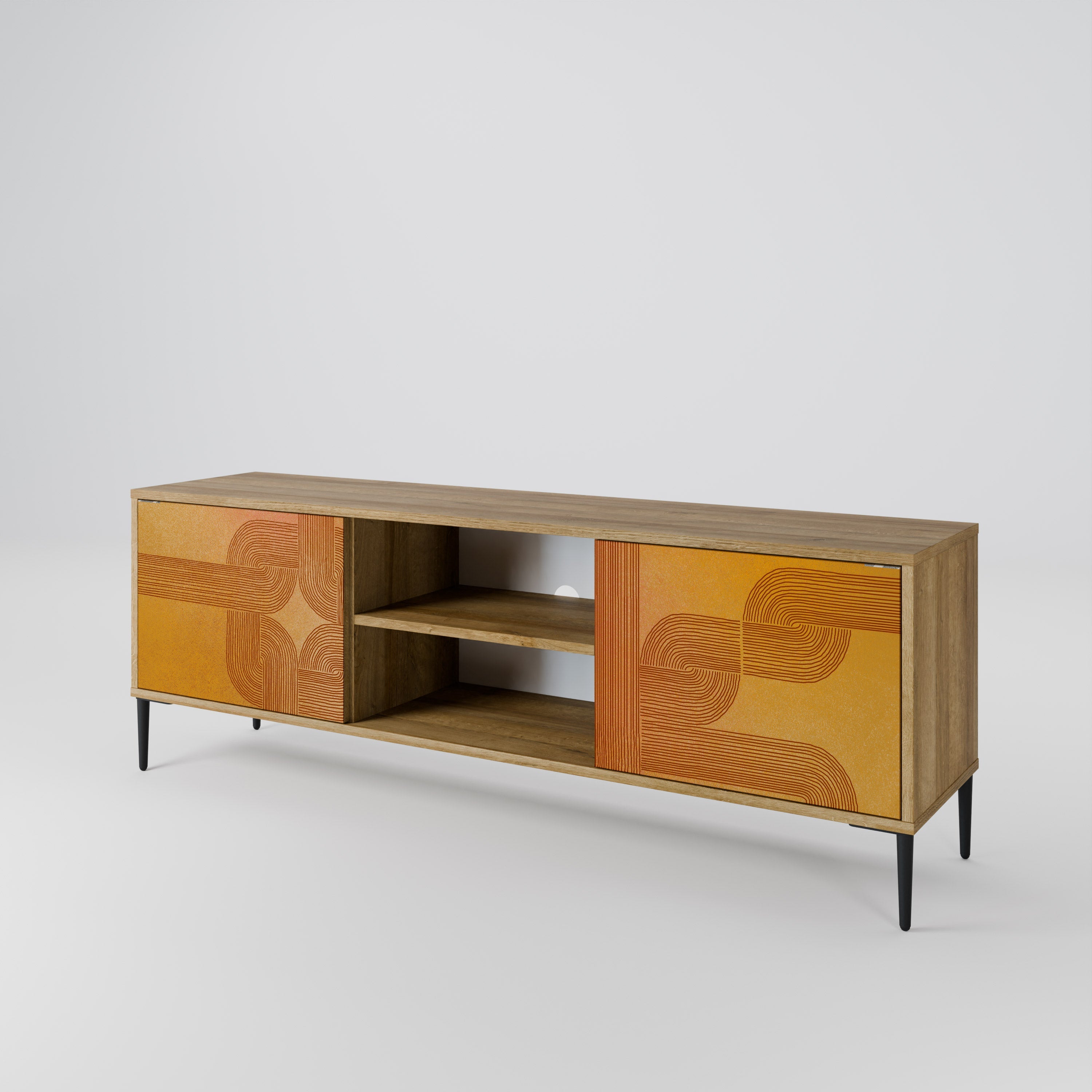 Meuble TV 2 portes effet chêne STRENGTHENING RELATION