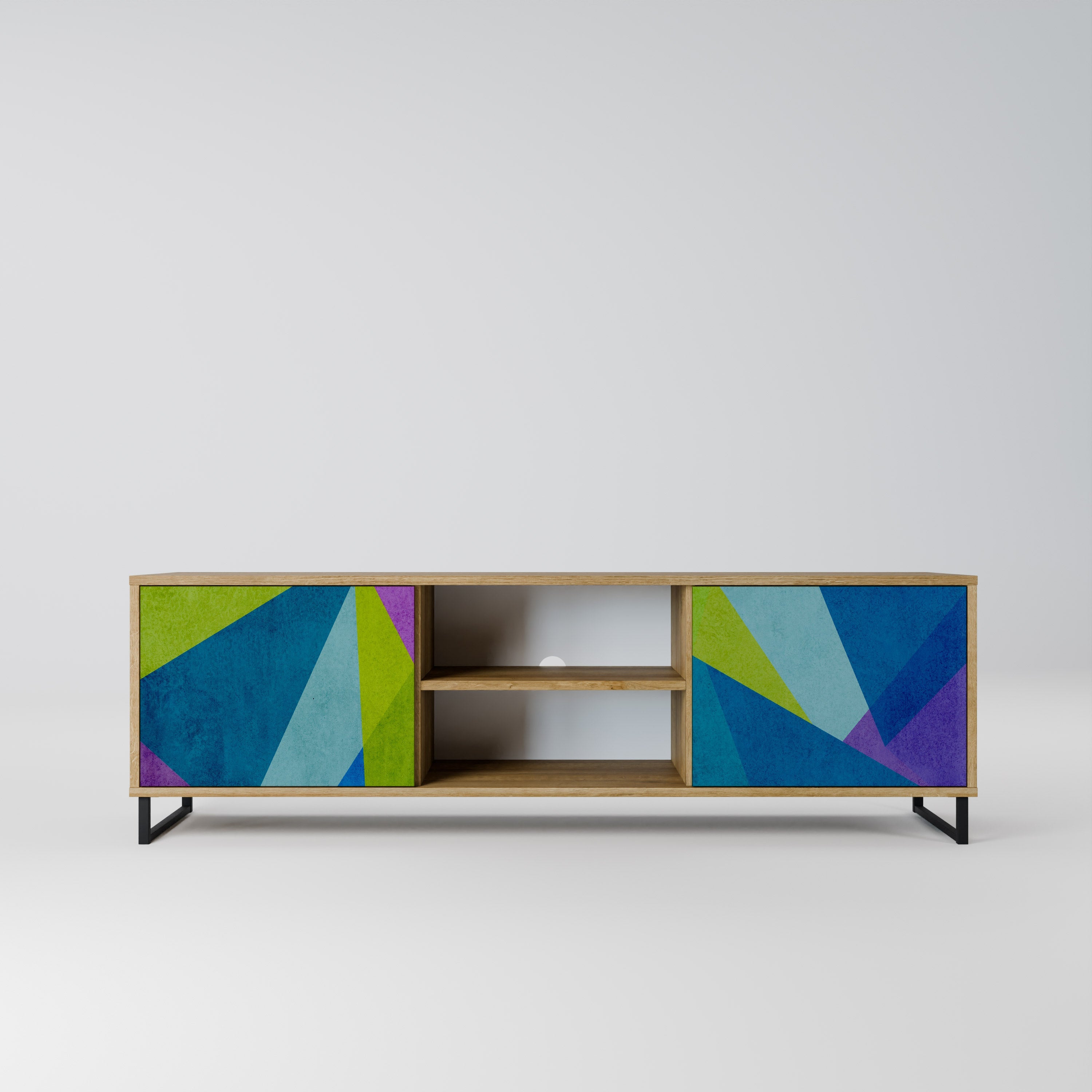 Meuble TV 2 portes COLD SHOWCASE effet chêne