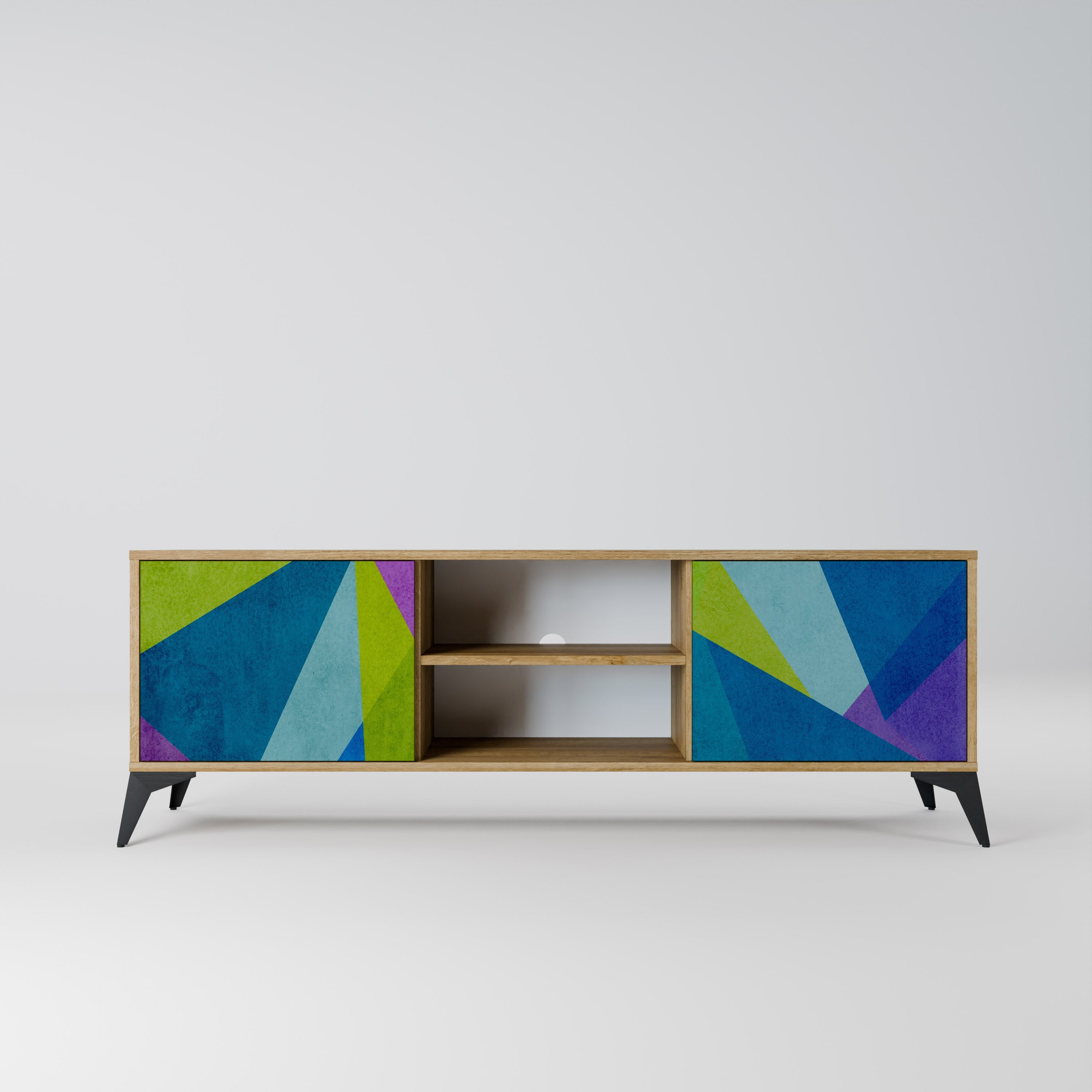 Meuble TV 2 portes COLD SHOWCASE effet chêne