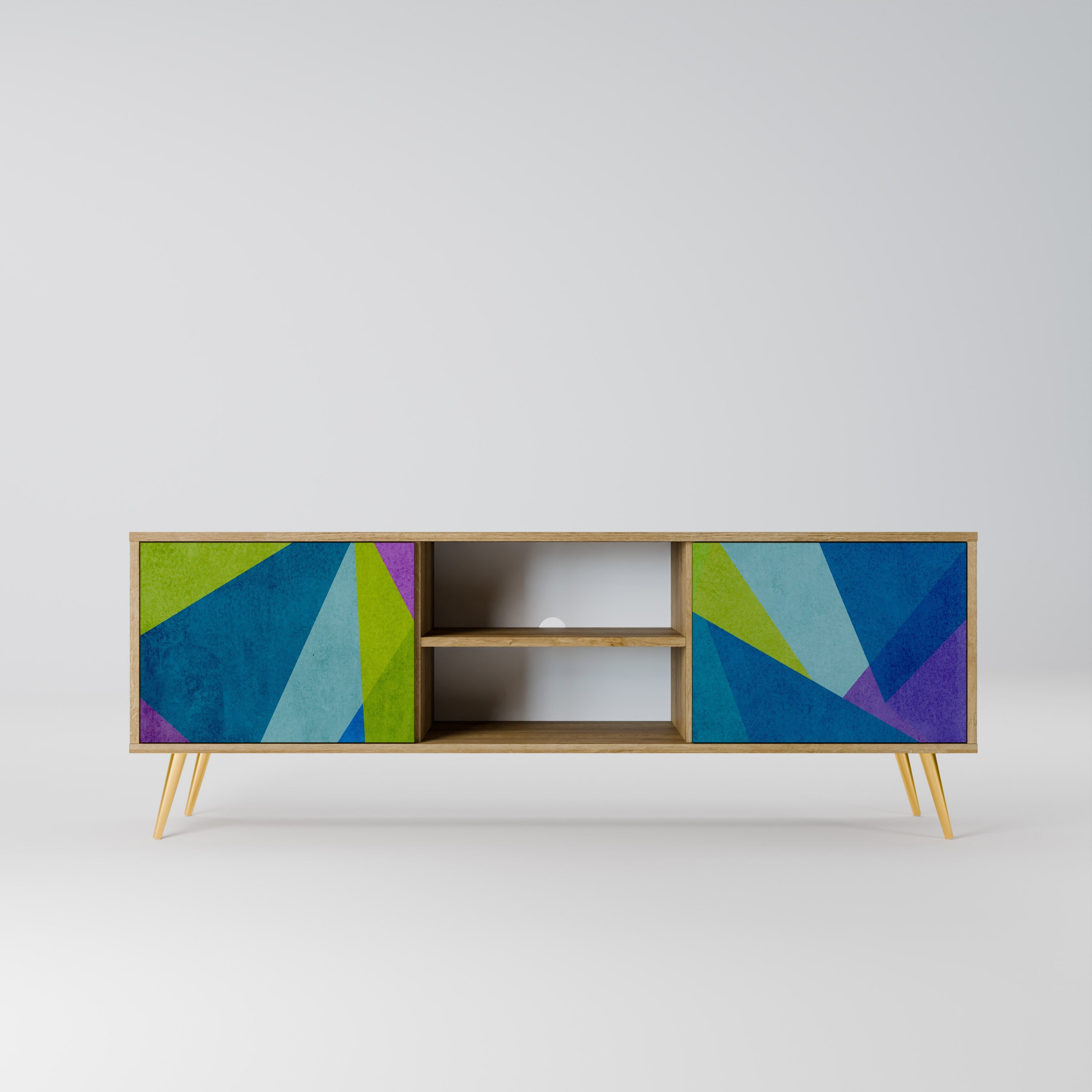 Meuble TV 2 portes COLD SHOWCASE effet chêne