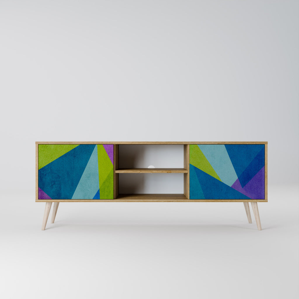 Meuble TV 2 portes COLD SHOWCASE effet chêne