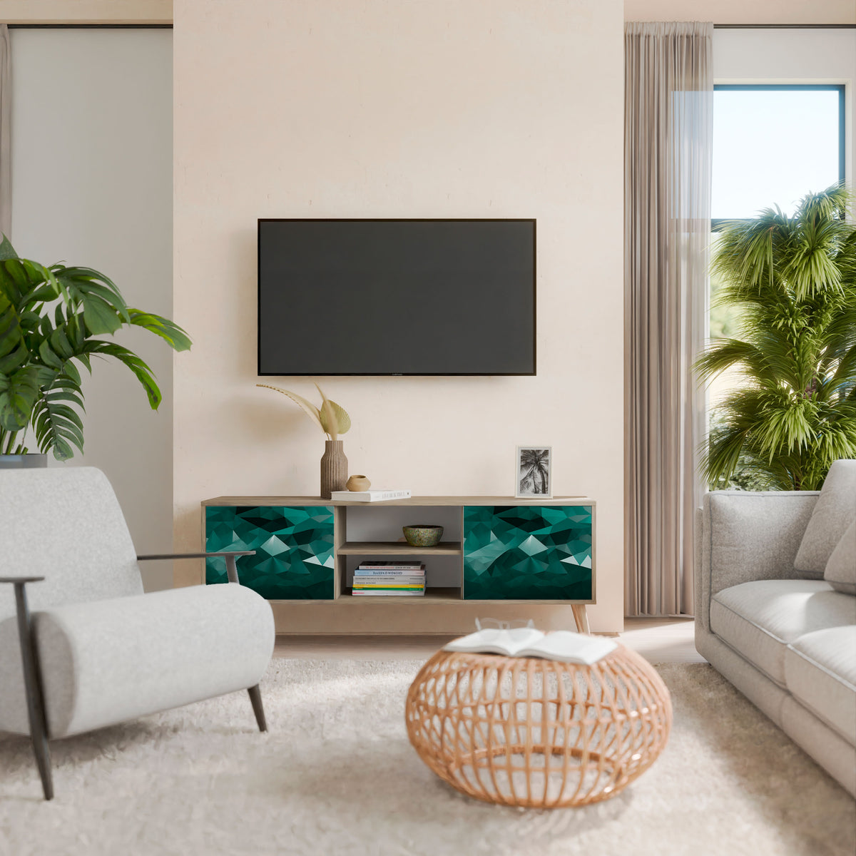 POLYGONAL FLOATING 2-Door TV Cabinet