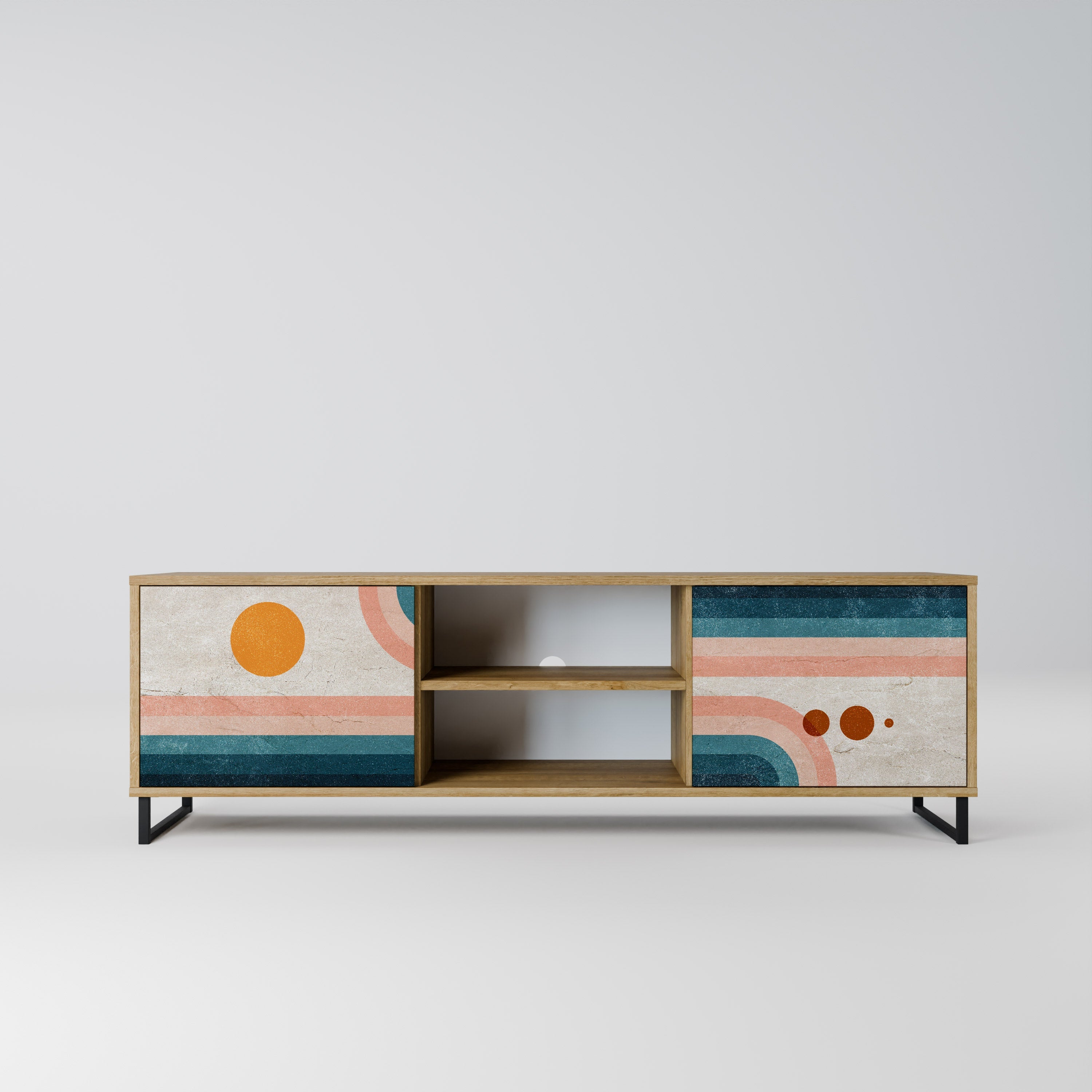 Meuble TV 2 portes TWO HALVES effet chêne