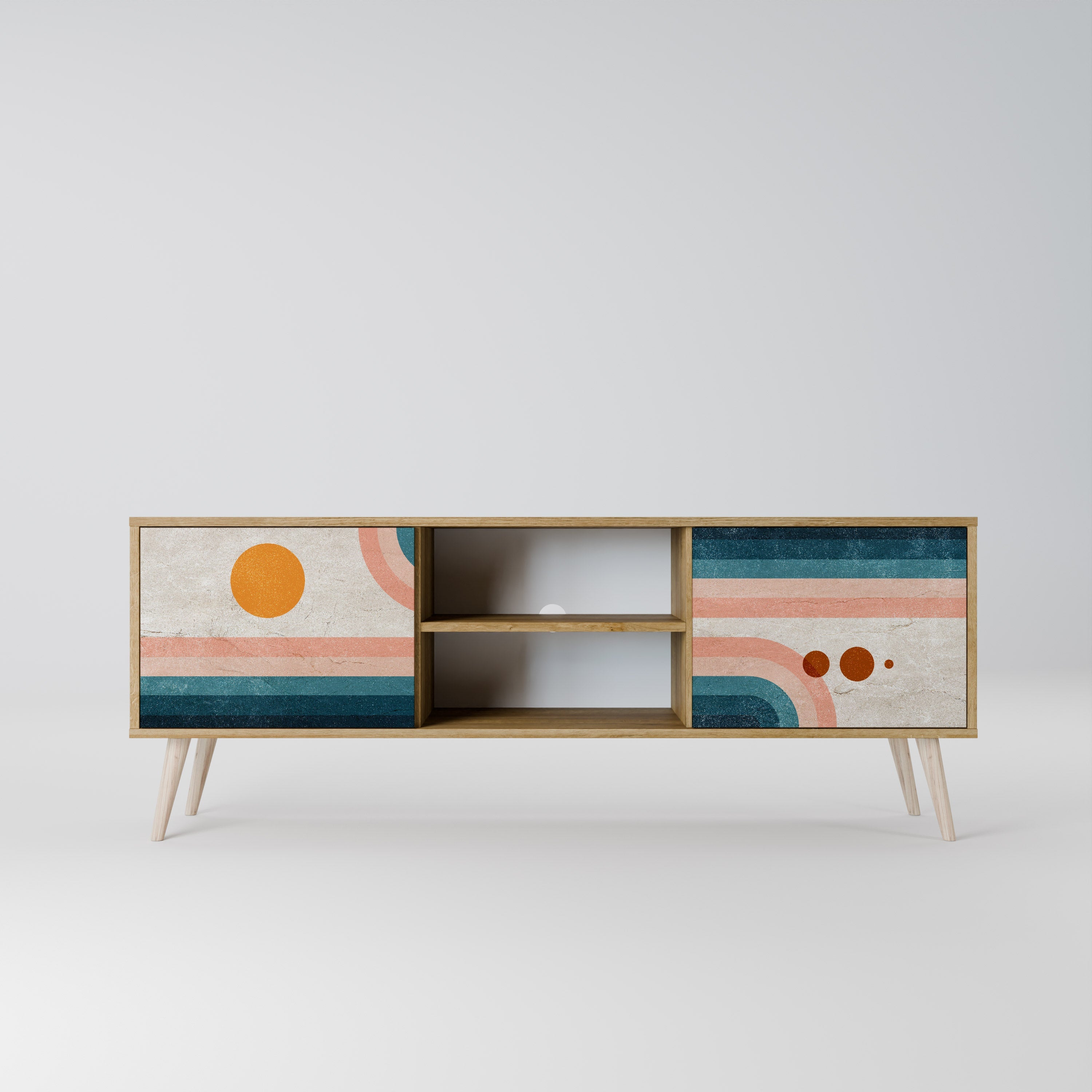 Meuble TV 2 portes TWO HALVES effet chêne