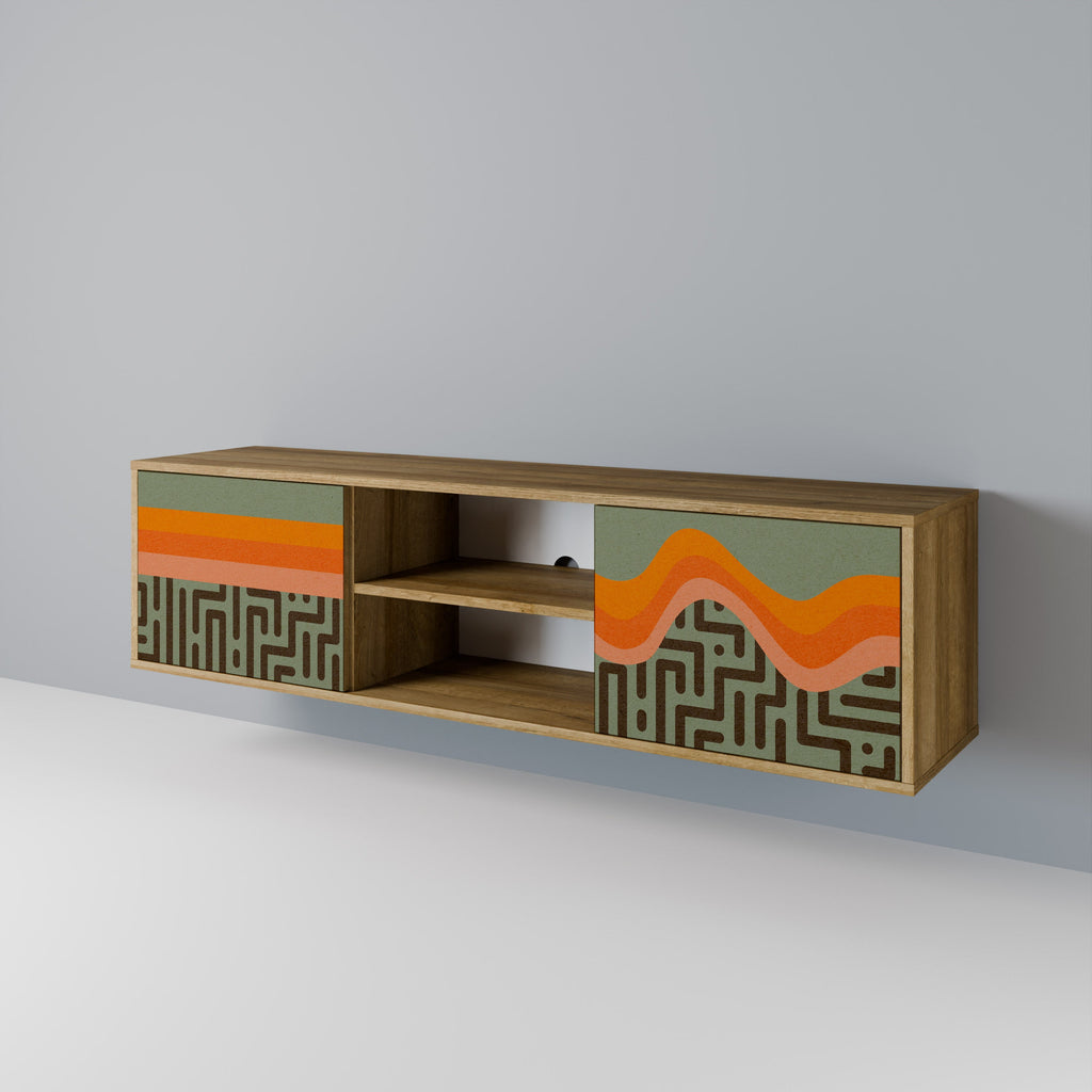 Meuble TV 2 portes SIMPLE SOLUTIONS effet chêne