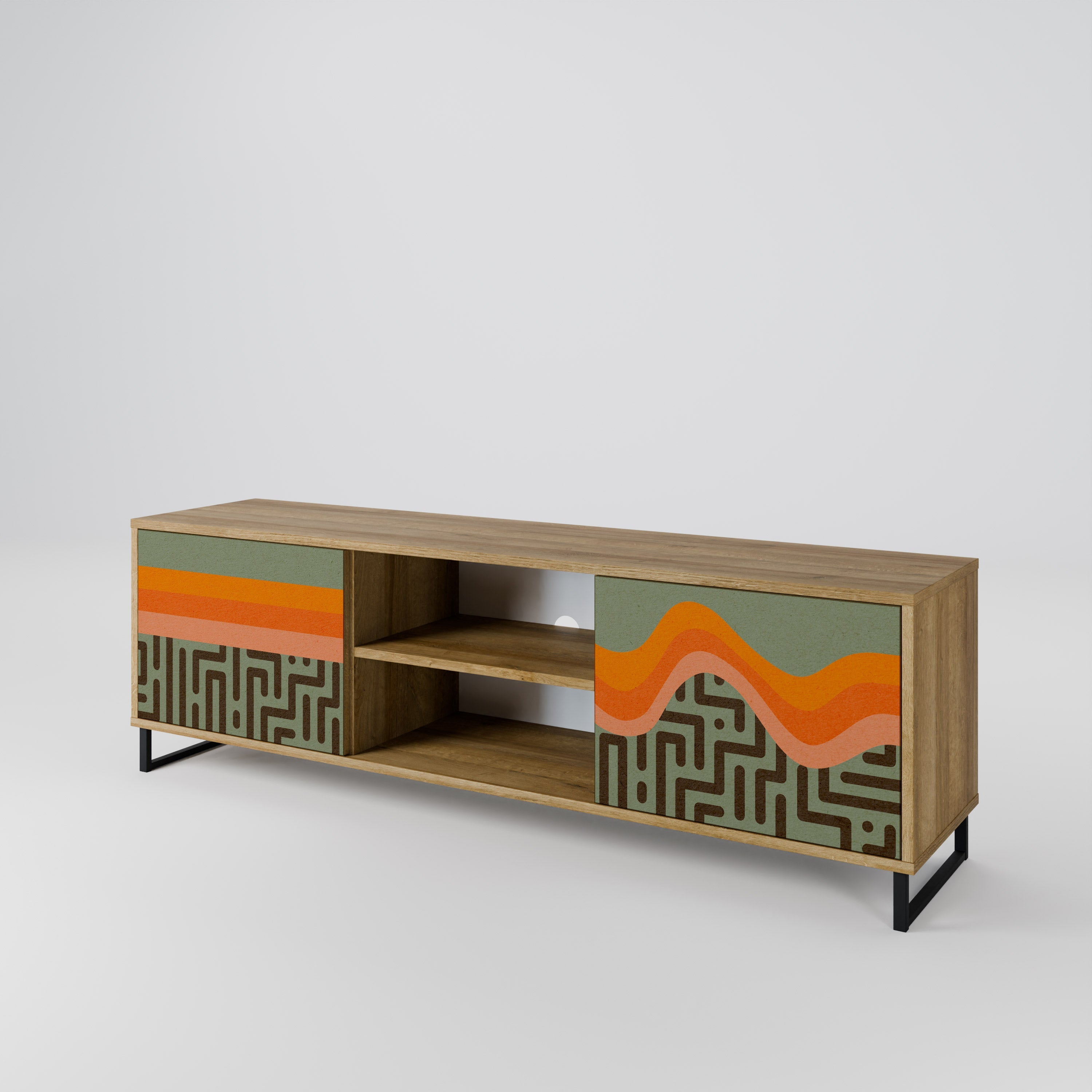 Meuble TV 2 portes SIMPLE SOLUTIONS effet chêne