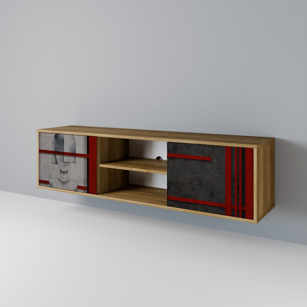 Meuble TV 2 portes GRAY FIGURES effet chêne