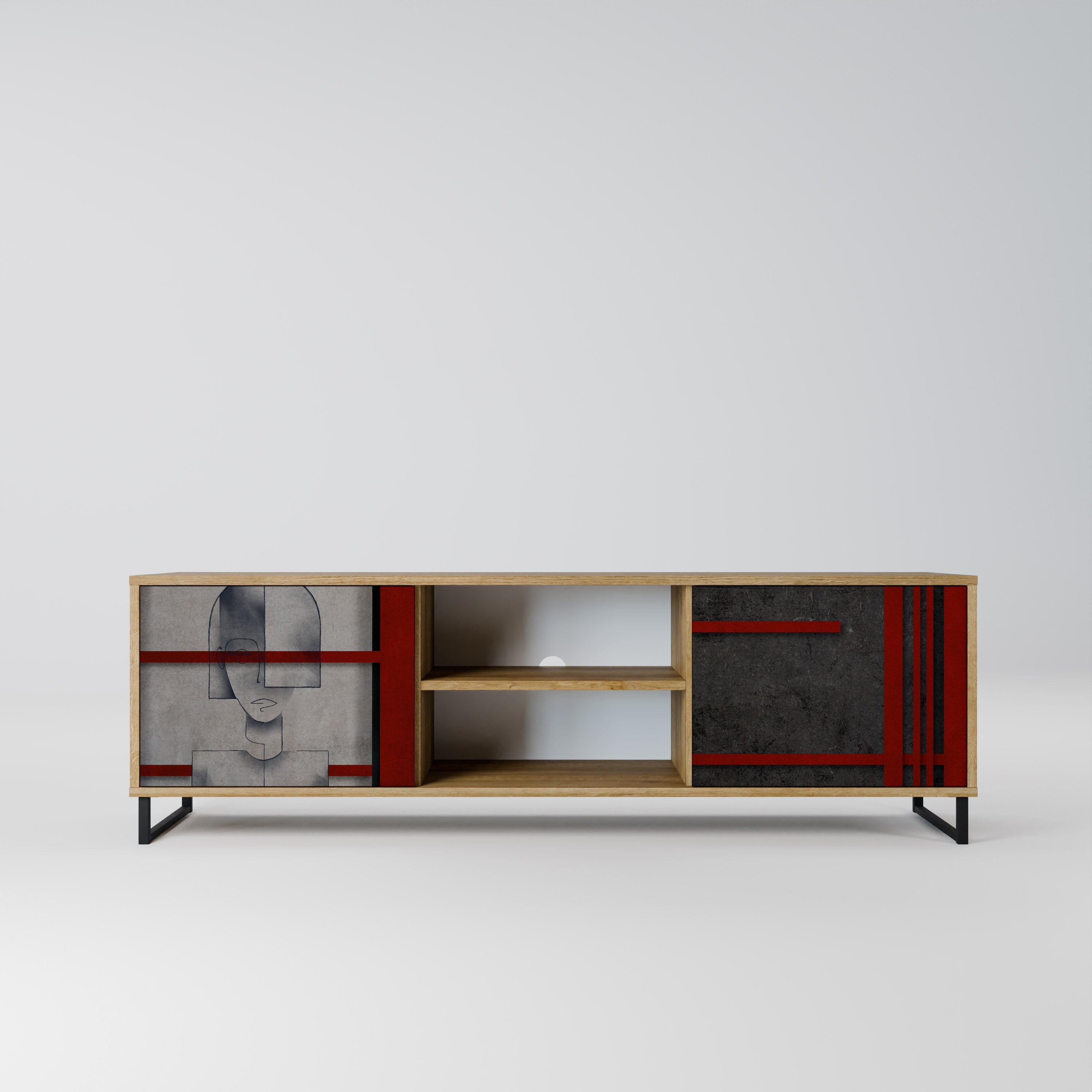 Meuble TV 2 portes GRAY FIGURES effet chêne