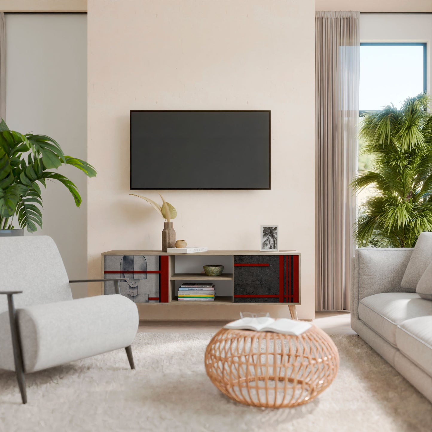 GRAY FIGURES 2-Door TV Cabinet
