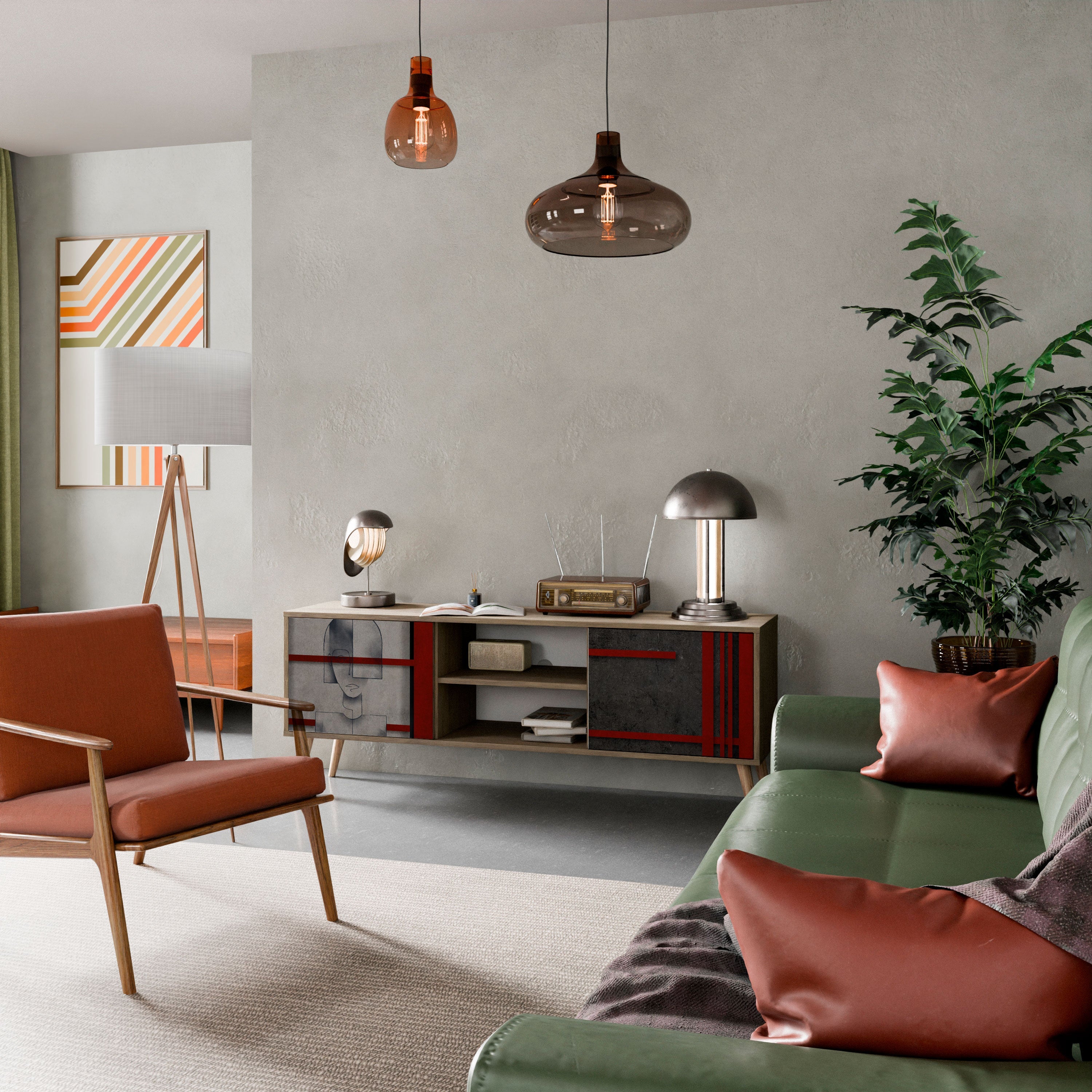 Meuble TV 2 portes GRAY FIGURES effet chêne