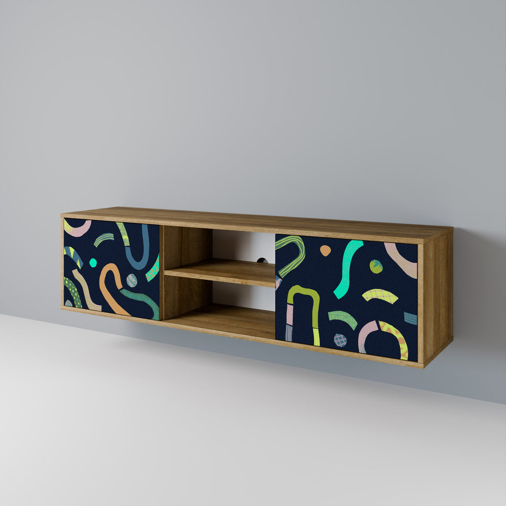 Meuble TV 2 portes CONTRAST DANCE effet chêne