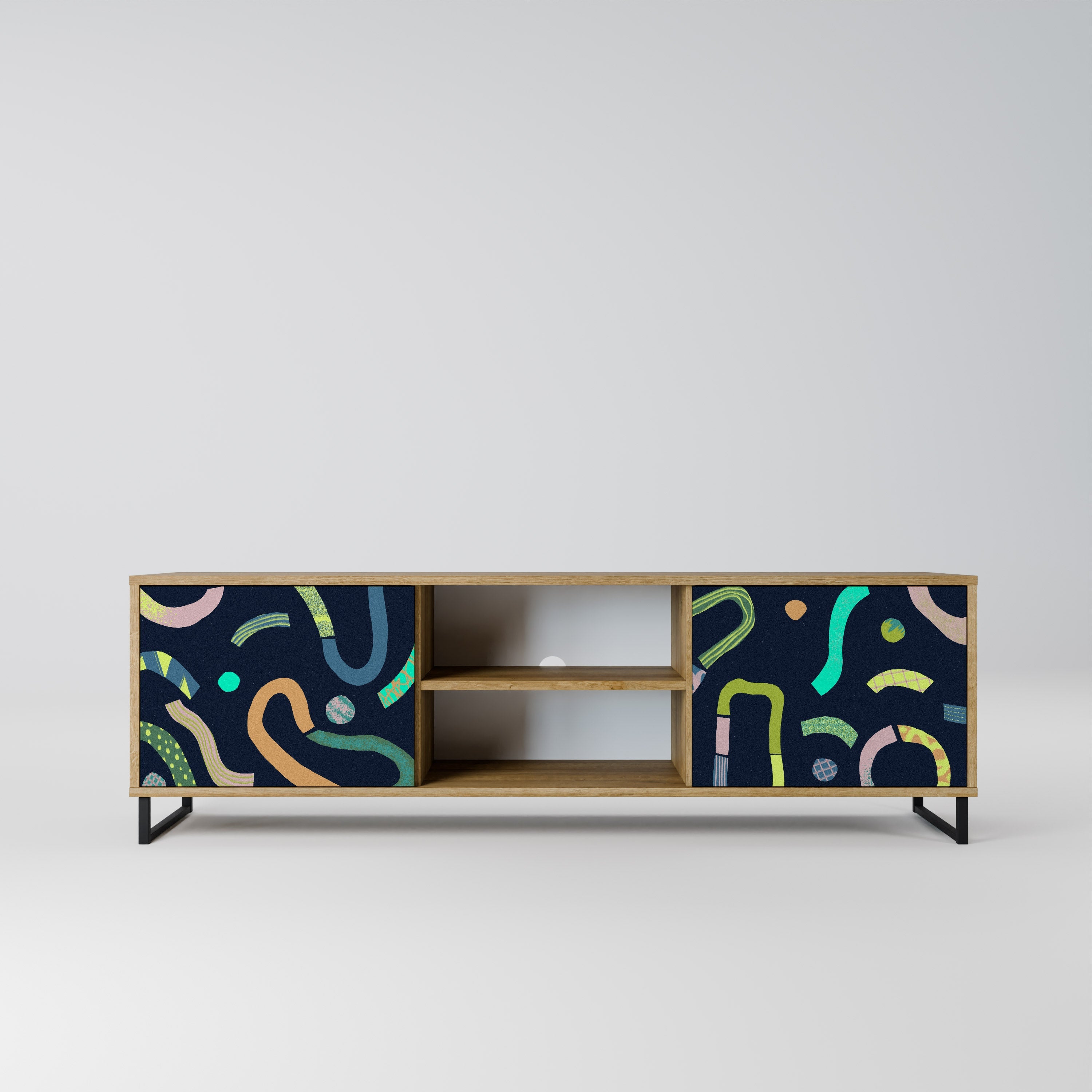 Meuble TV 2 portes CONTRAST DANCE effet chêne