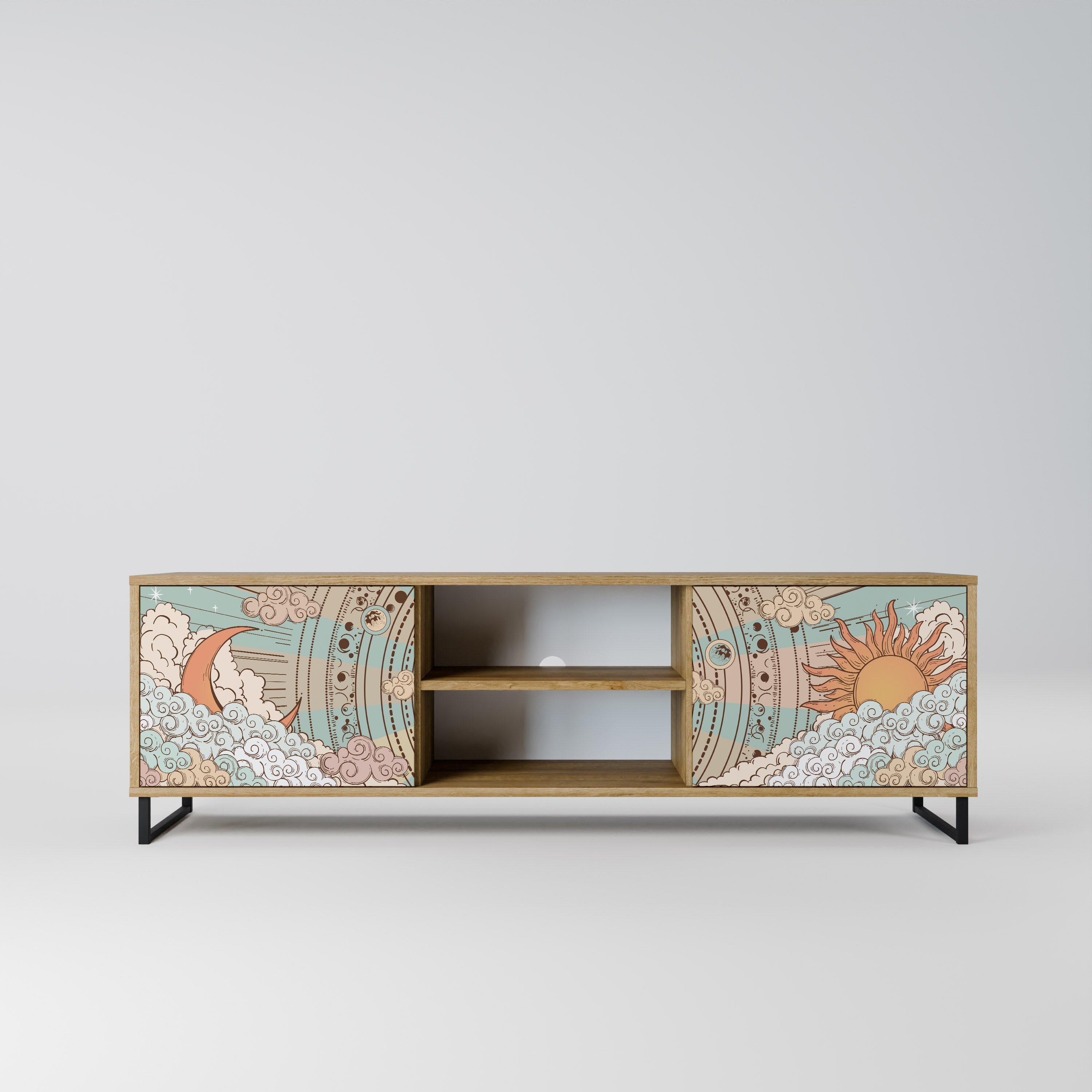 Meuble TV 2 portes MYSTICAL STRUCTURE effet chêne