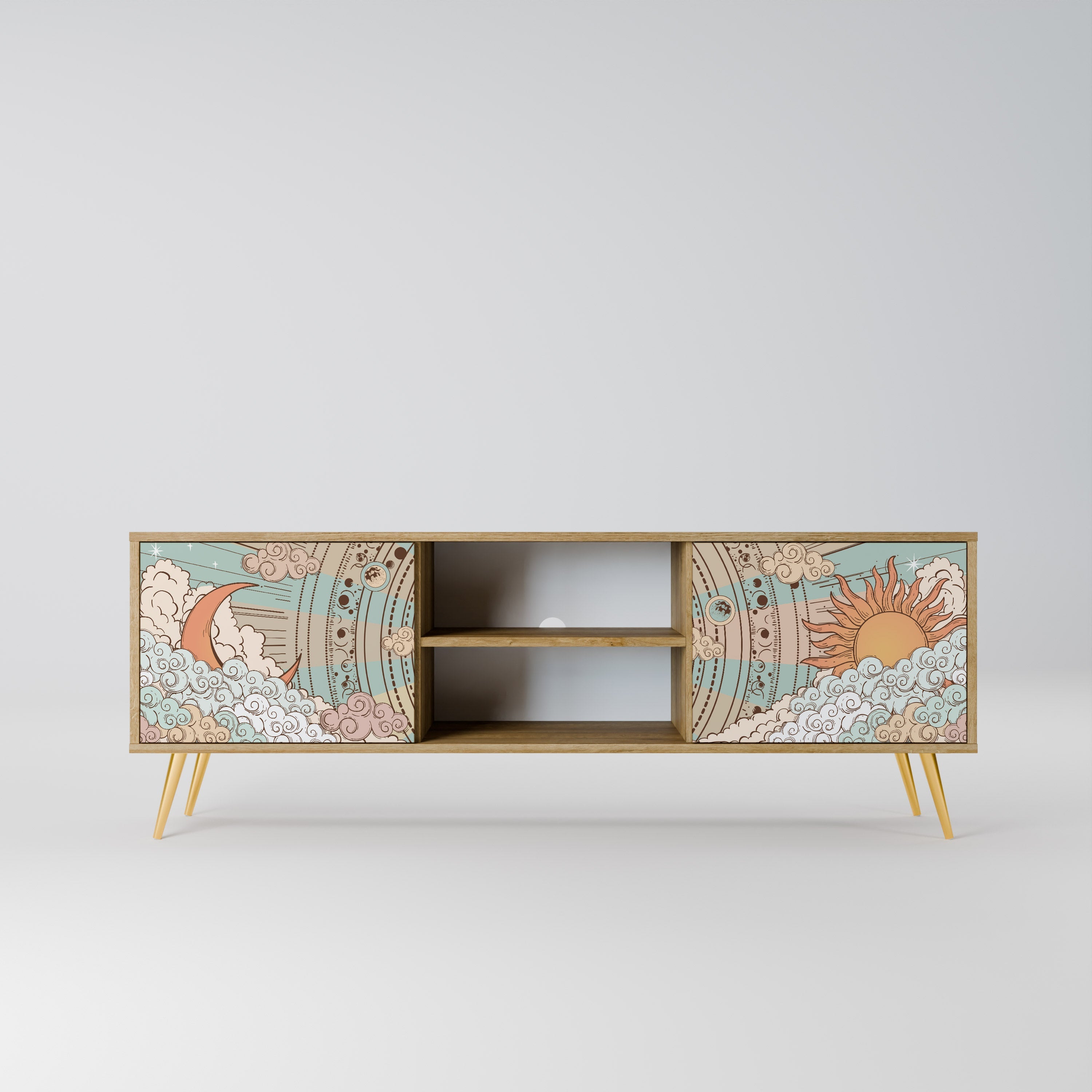 Meuble TV 2 portes MYSTICAL STRUCTURE effet chêne