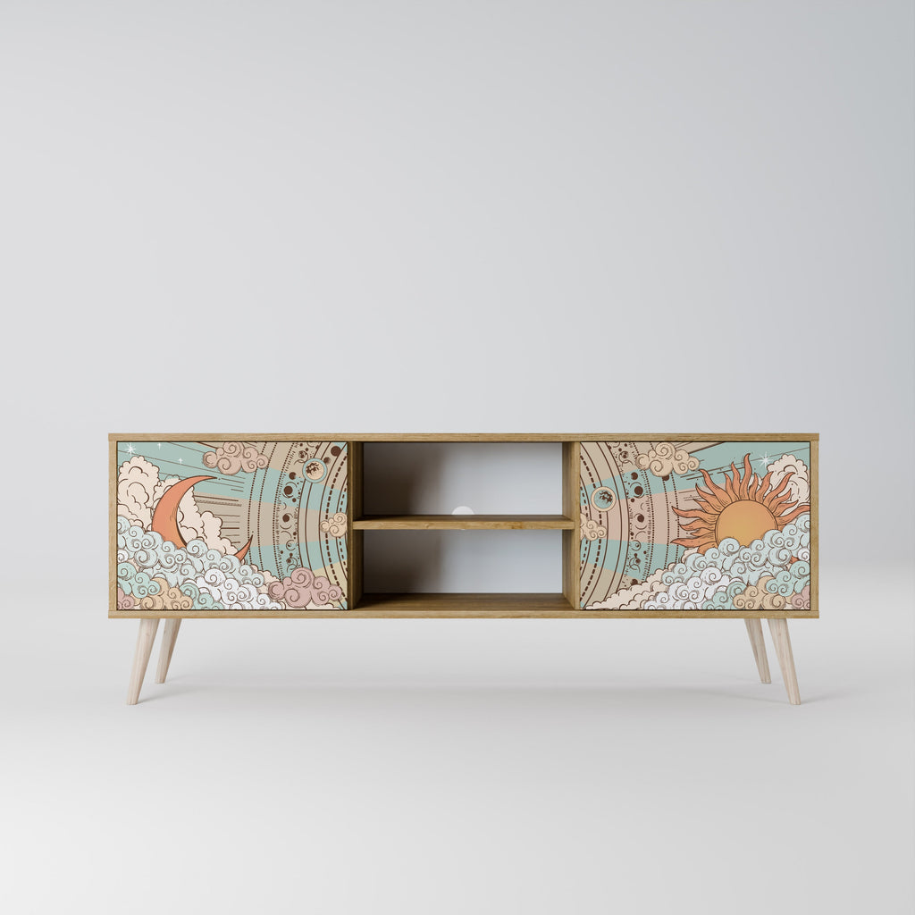 Meuble TV 2 portes MYSTICAL STRUCTURE effet chêne