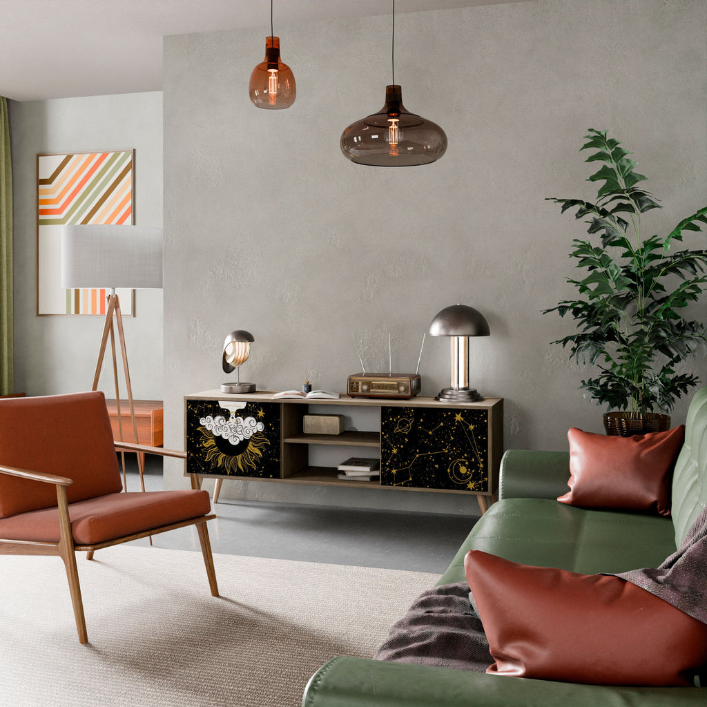 Meuble TV 2 portes STELLAR CONSTELLATIONS effet chêne