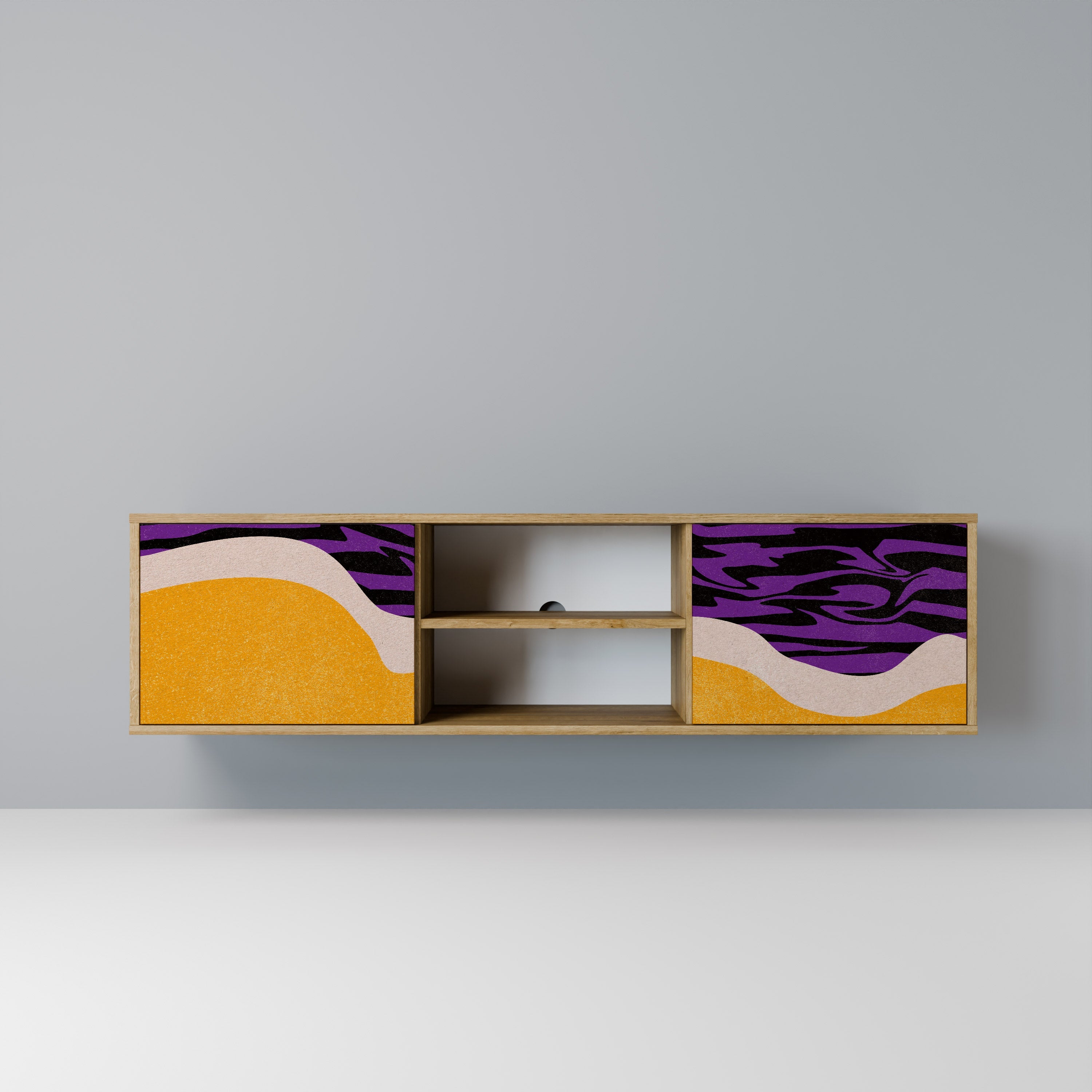 Meuble TV 2 portes INDEPENDENT BORDER effet chêne