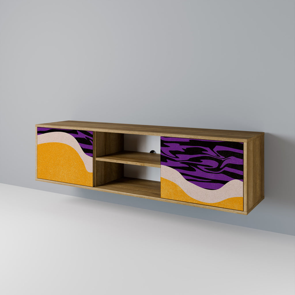 Meuble TV 2 portes INDEPENDENT BORDER effet chêne