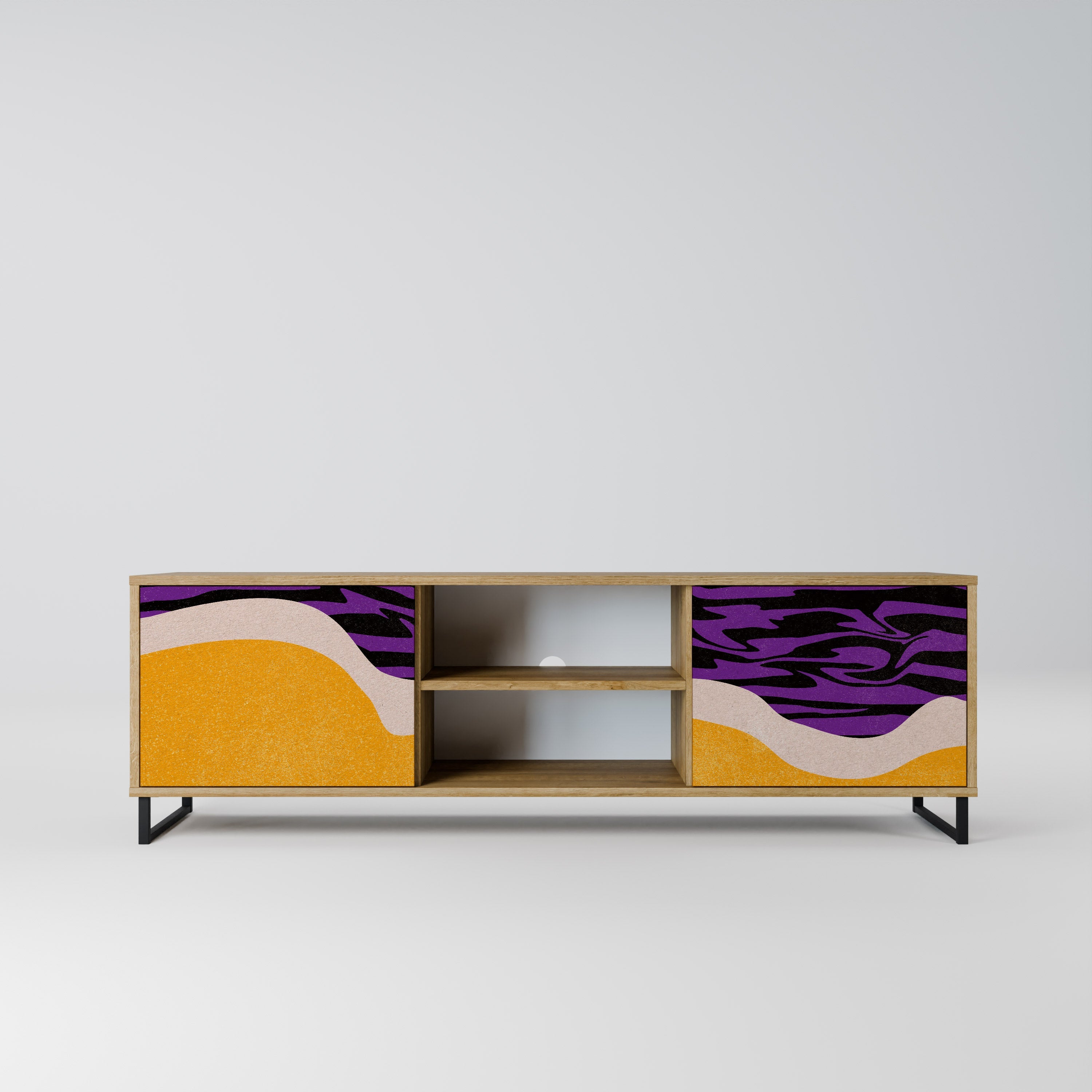 Meuble TV 2 portes INDEPENDENT BORDER effet chêne