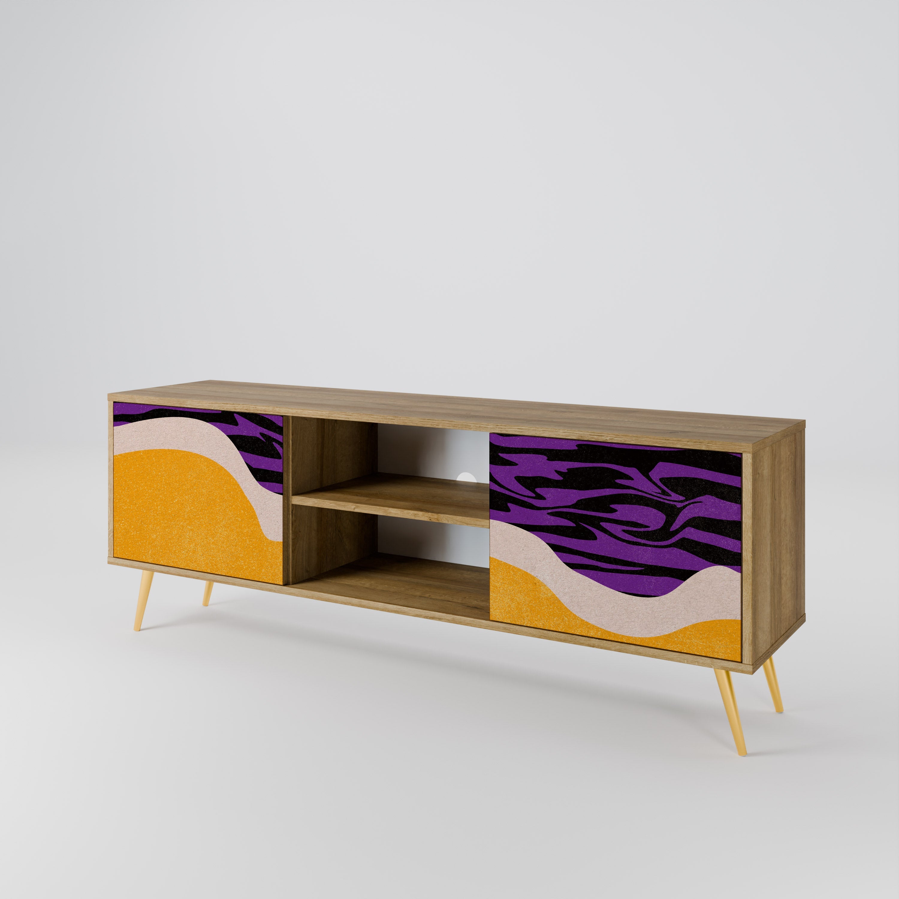 Meuble TV 2 portes INDEPENDENT BORDER effet chêne