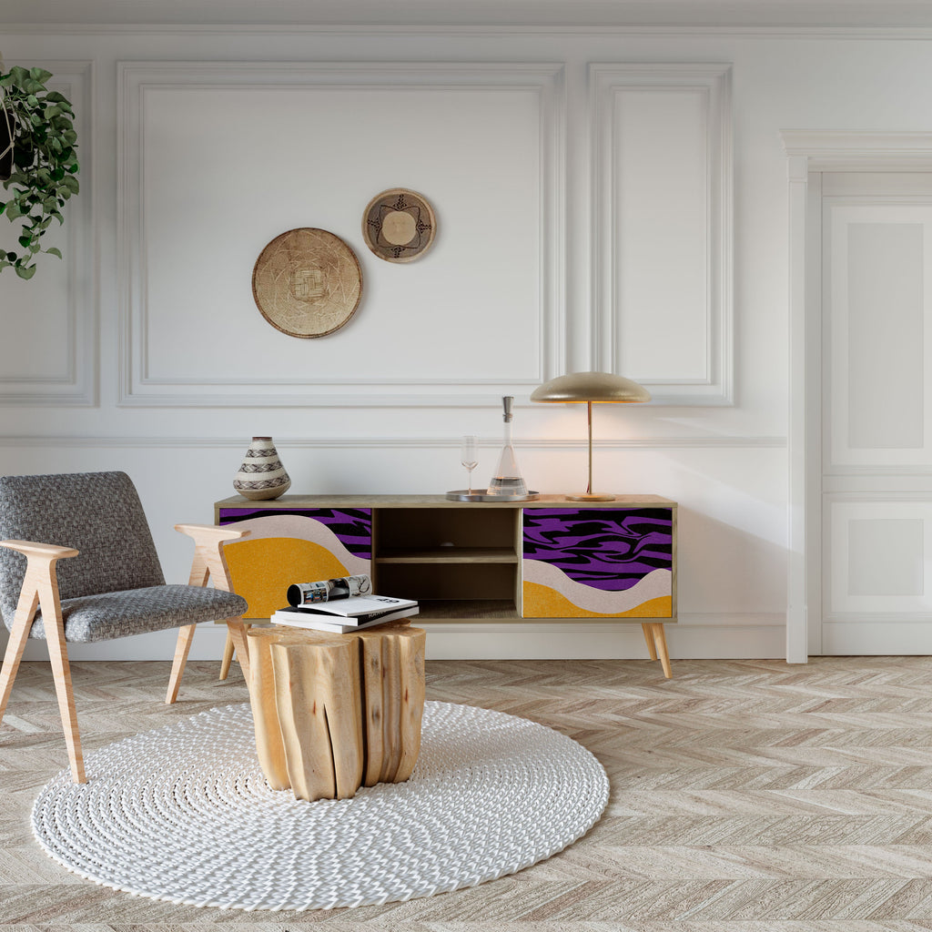 Meuble TV 2 portes INDEPENDENT BORDER effet chêne