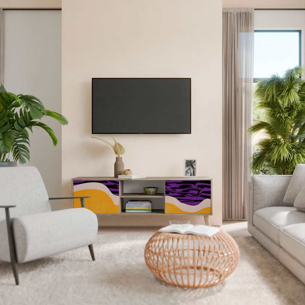 Meuble TV 2 portes INDEPENDENT BORDER effet chêne