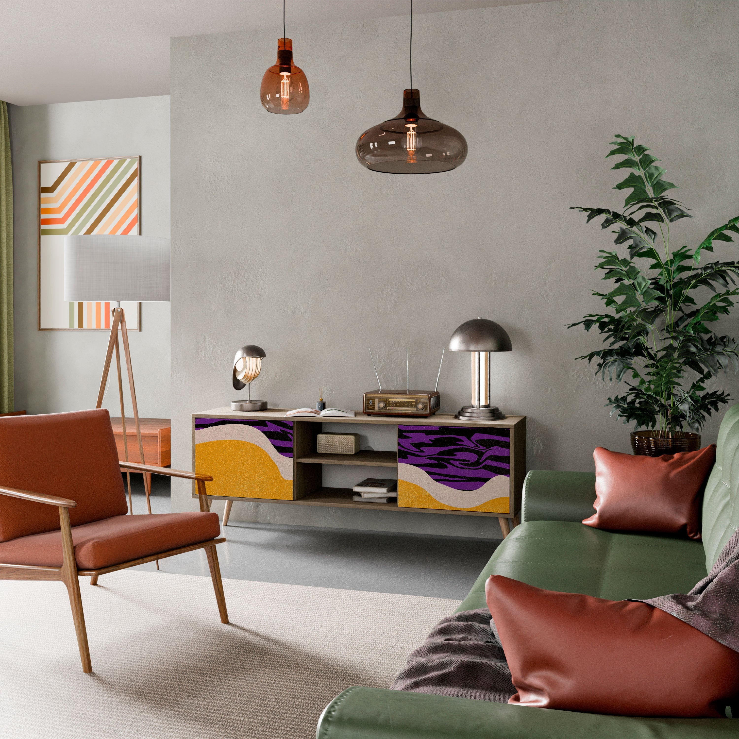 Meuble TV 2 portes INDEPENDENT BORDER effet chêne