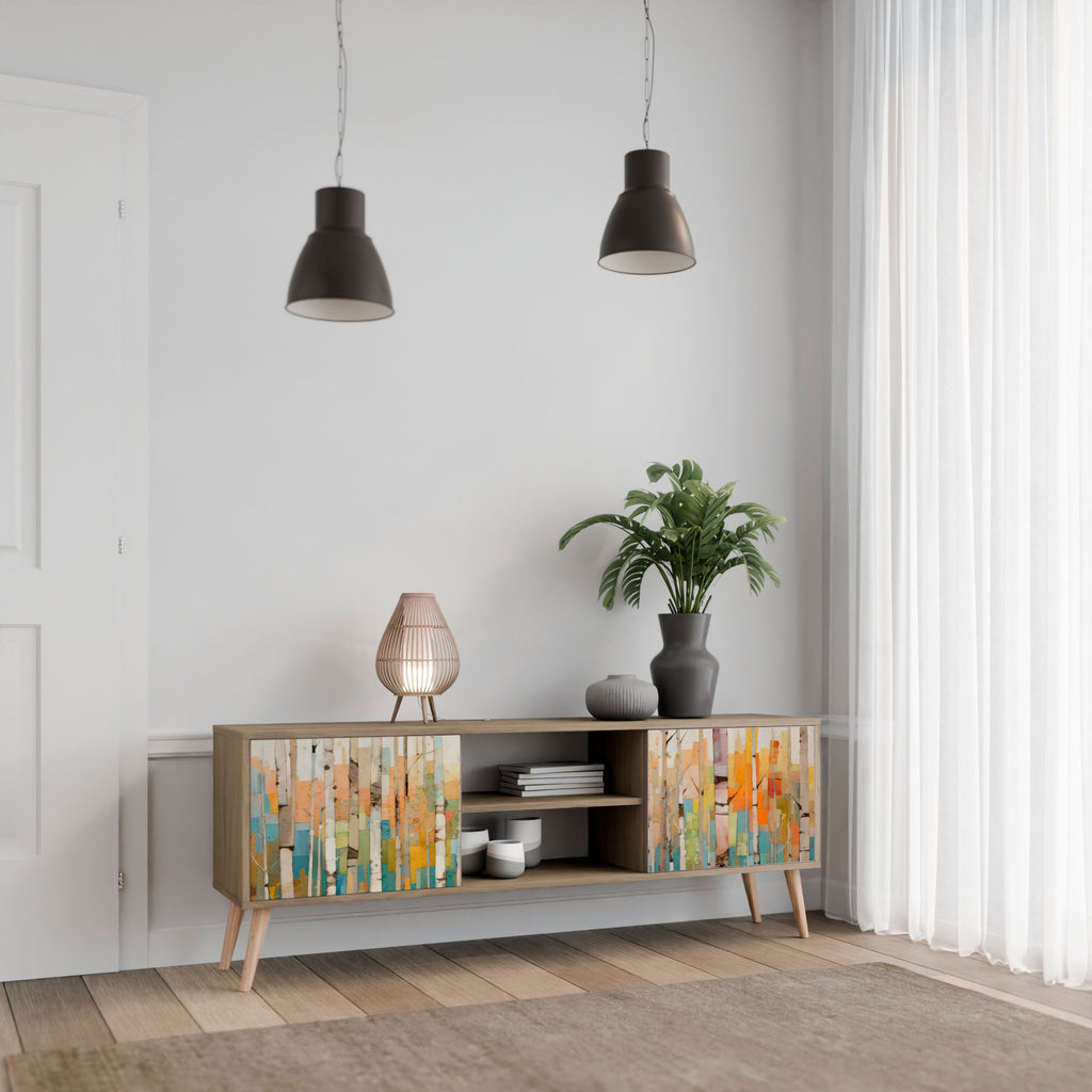 Meuble TV 2 portes BIRCH KALEIDOSCOPE effet chêne