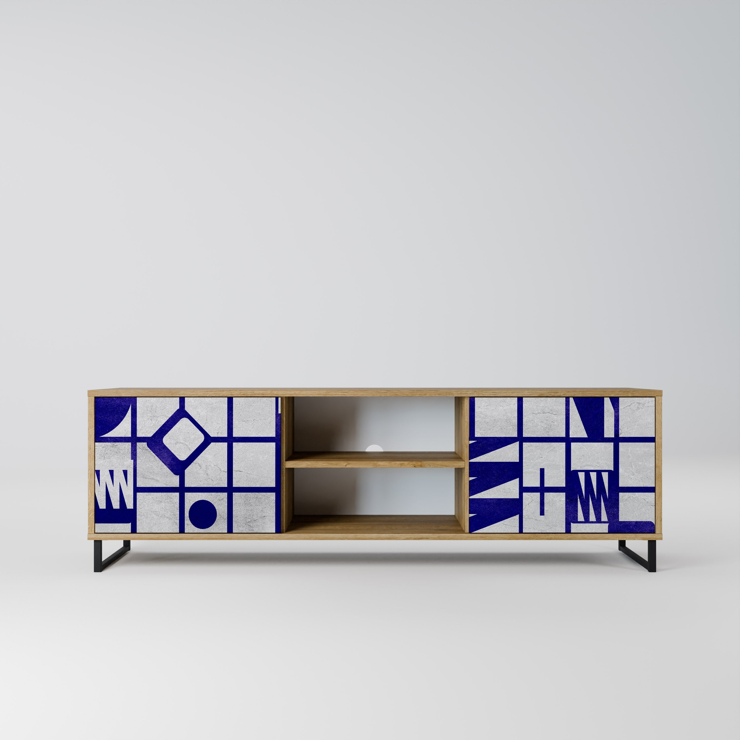 Meuble TV 2 portes effet chêne THE RIGHT PLACES