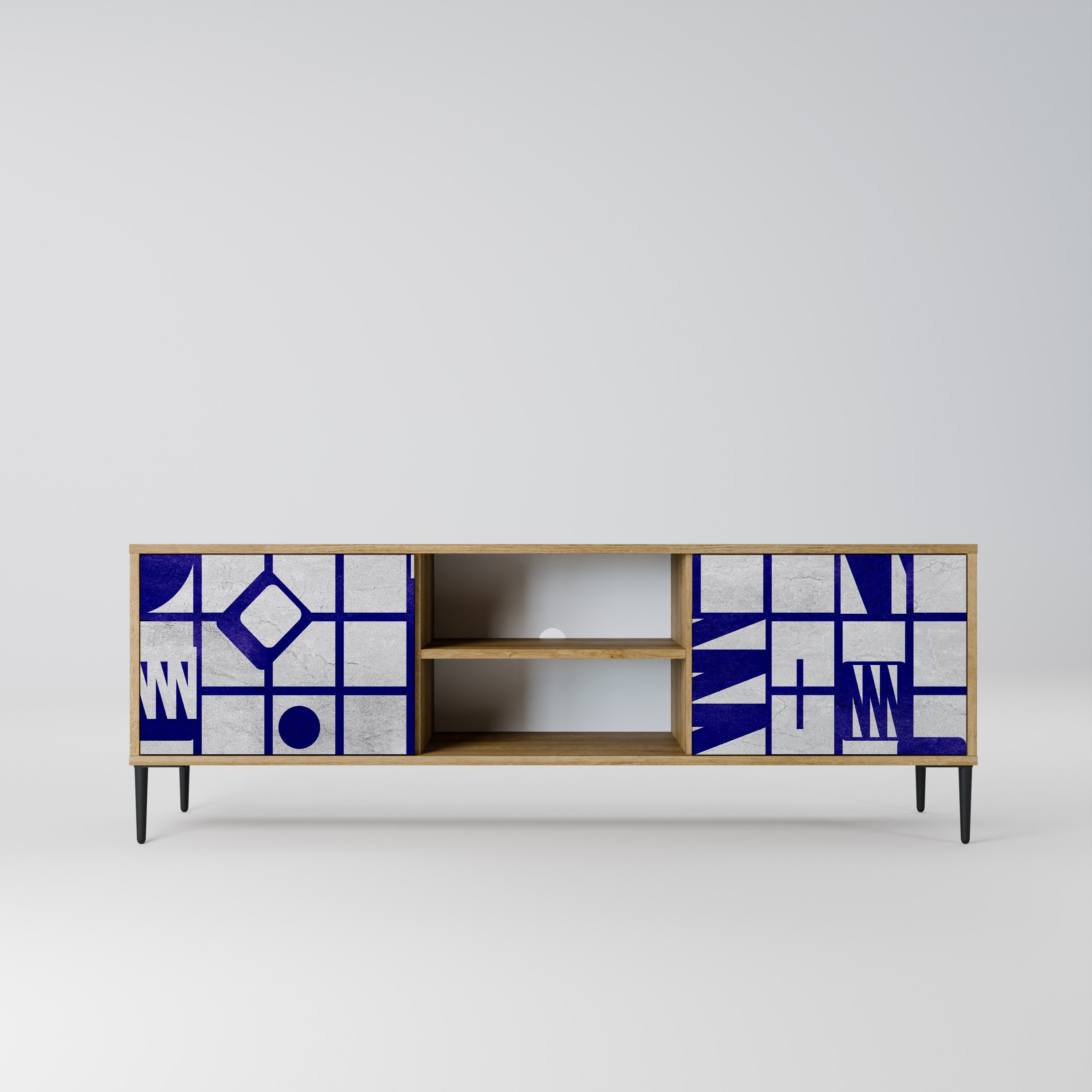 Meuble TV 2 portes effet chêne THE RIGHT PLACES