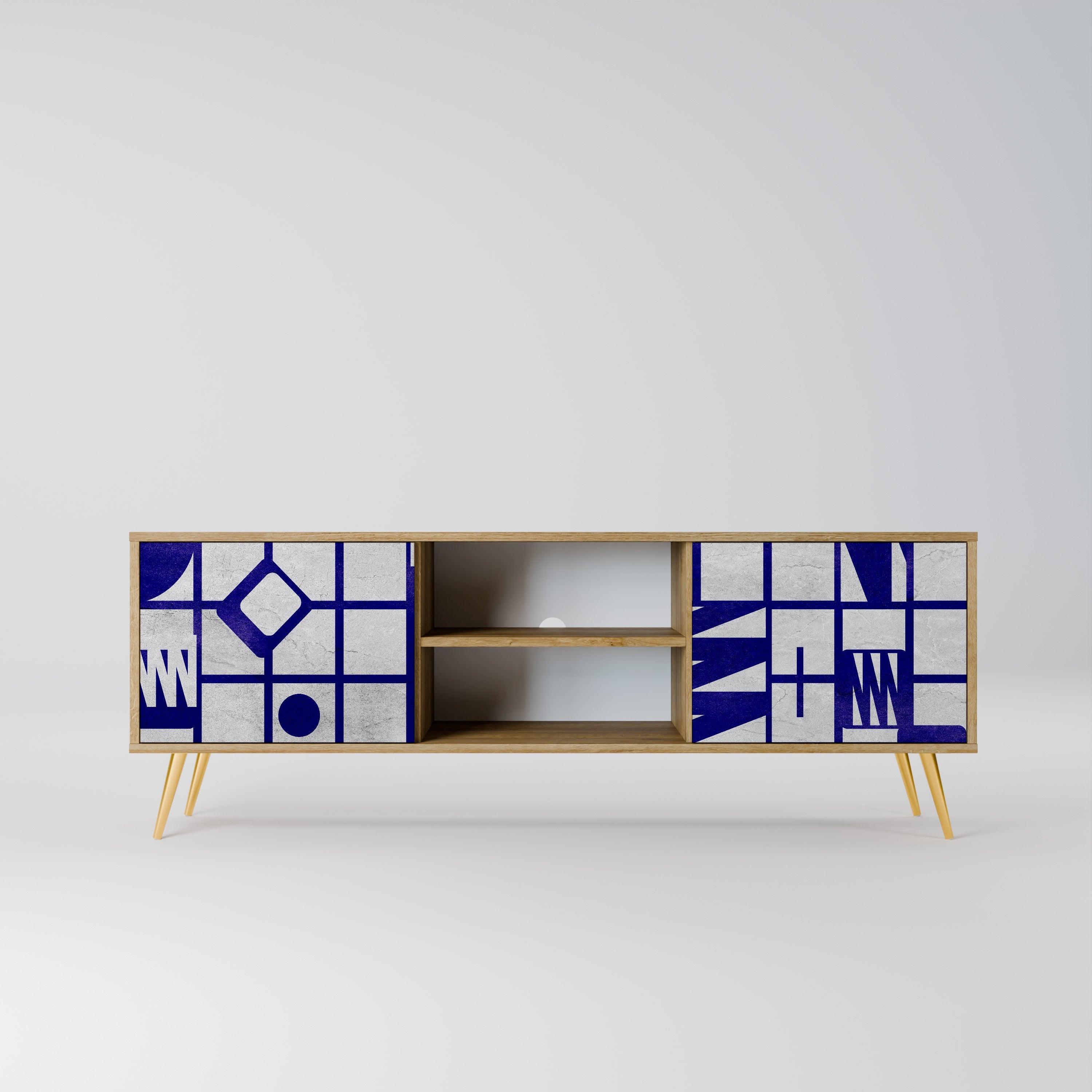 Meuble TV 2 portes effet chêne THE RIGHT PLACES