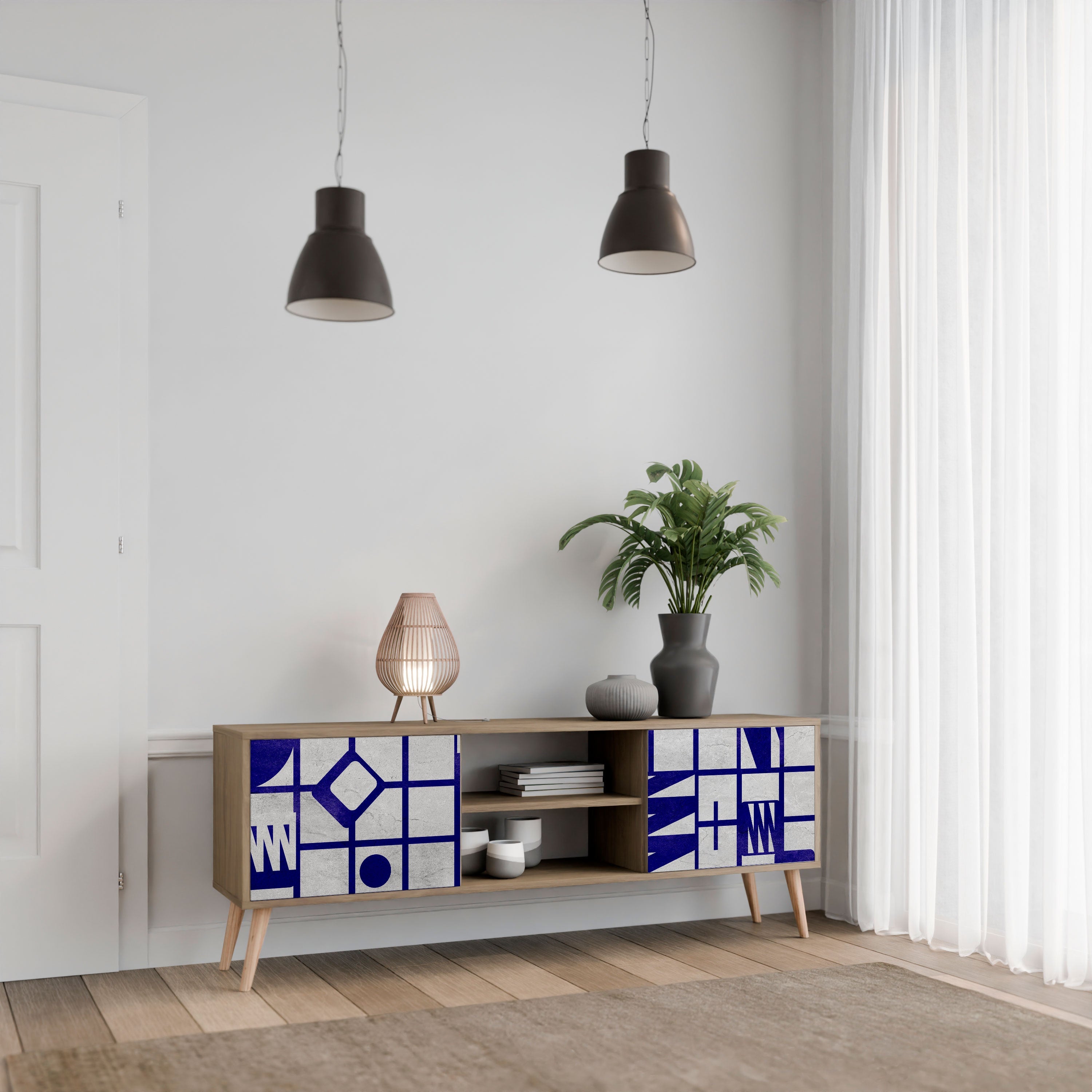 Meuble TV 2 portes effet chêne THE RIGHT PLACES