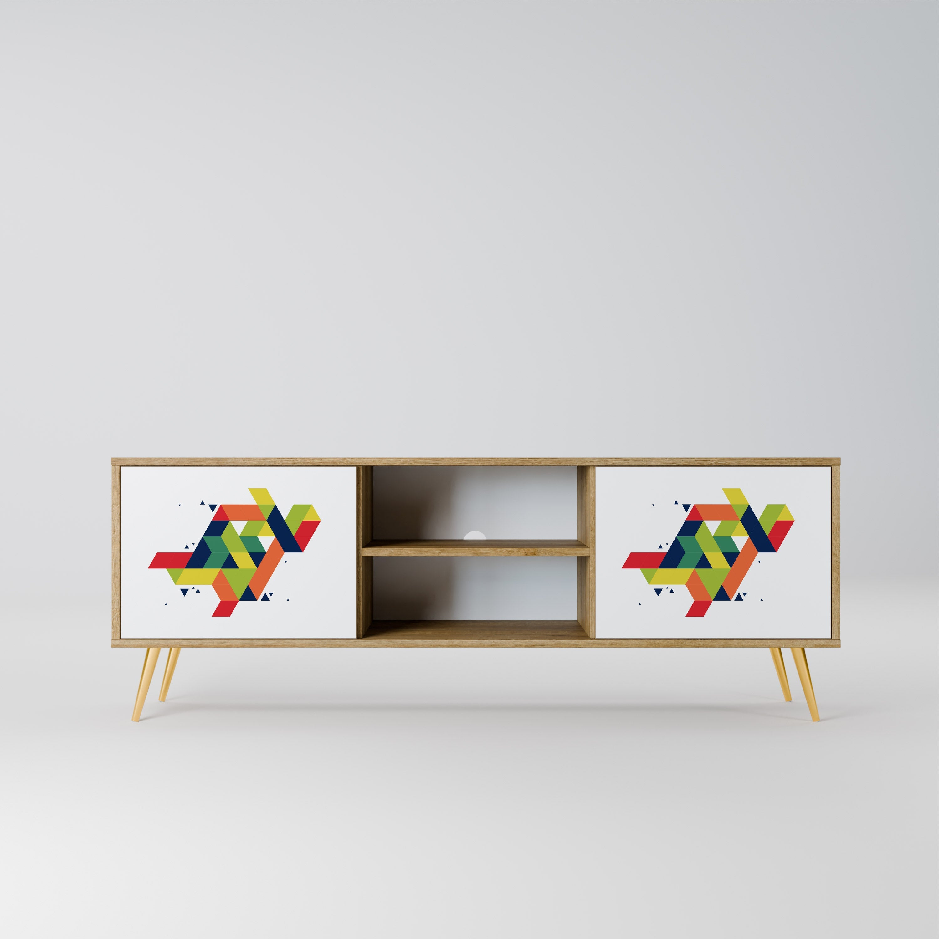 Meuble TV 2 portes FUTURE SIGN effet chêne