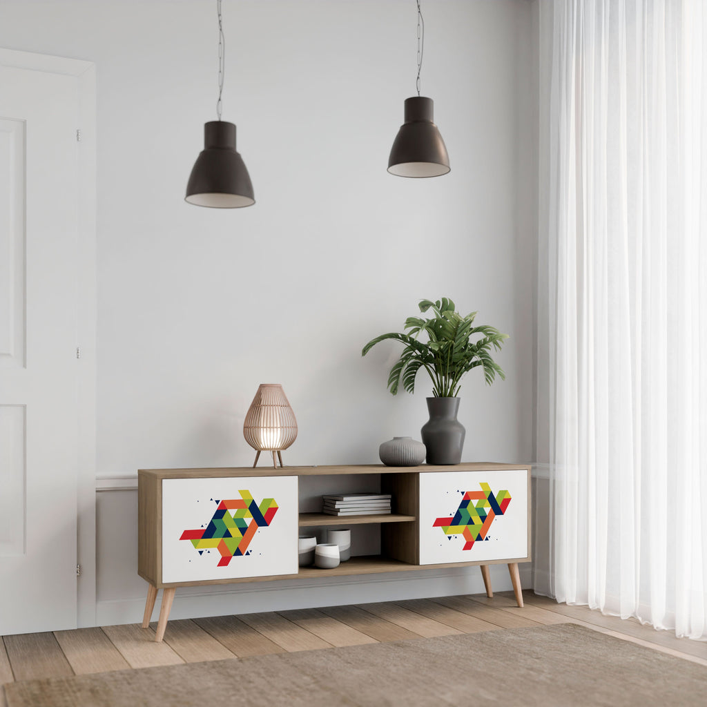 Meuble TV 2 portes FUTURE SIGN effet chêne