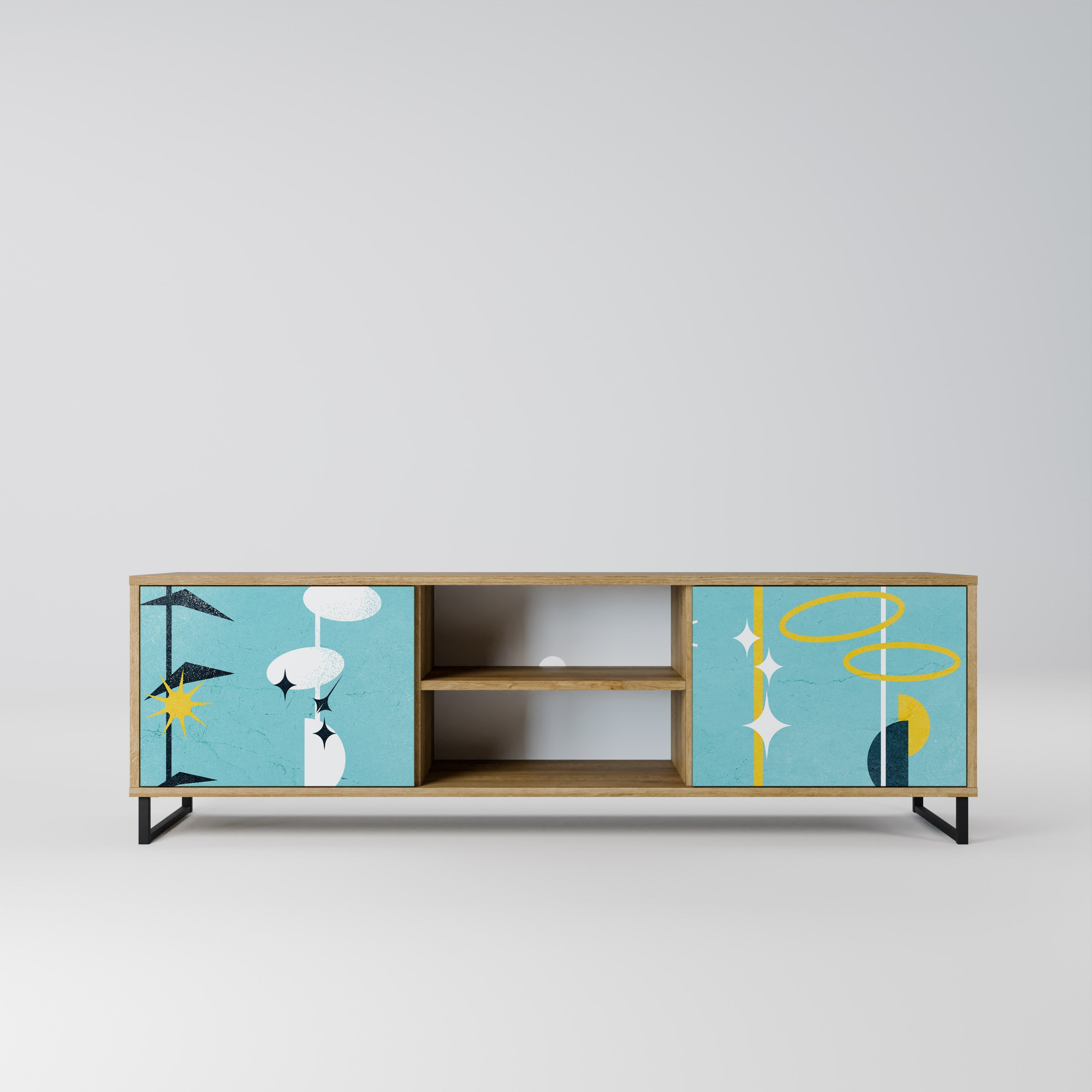 Meuble TV 2 portes PATHS TO HAPPINESS effet chêne