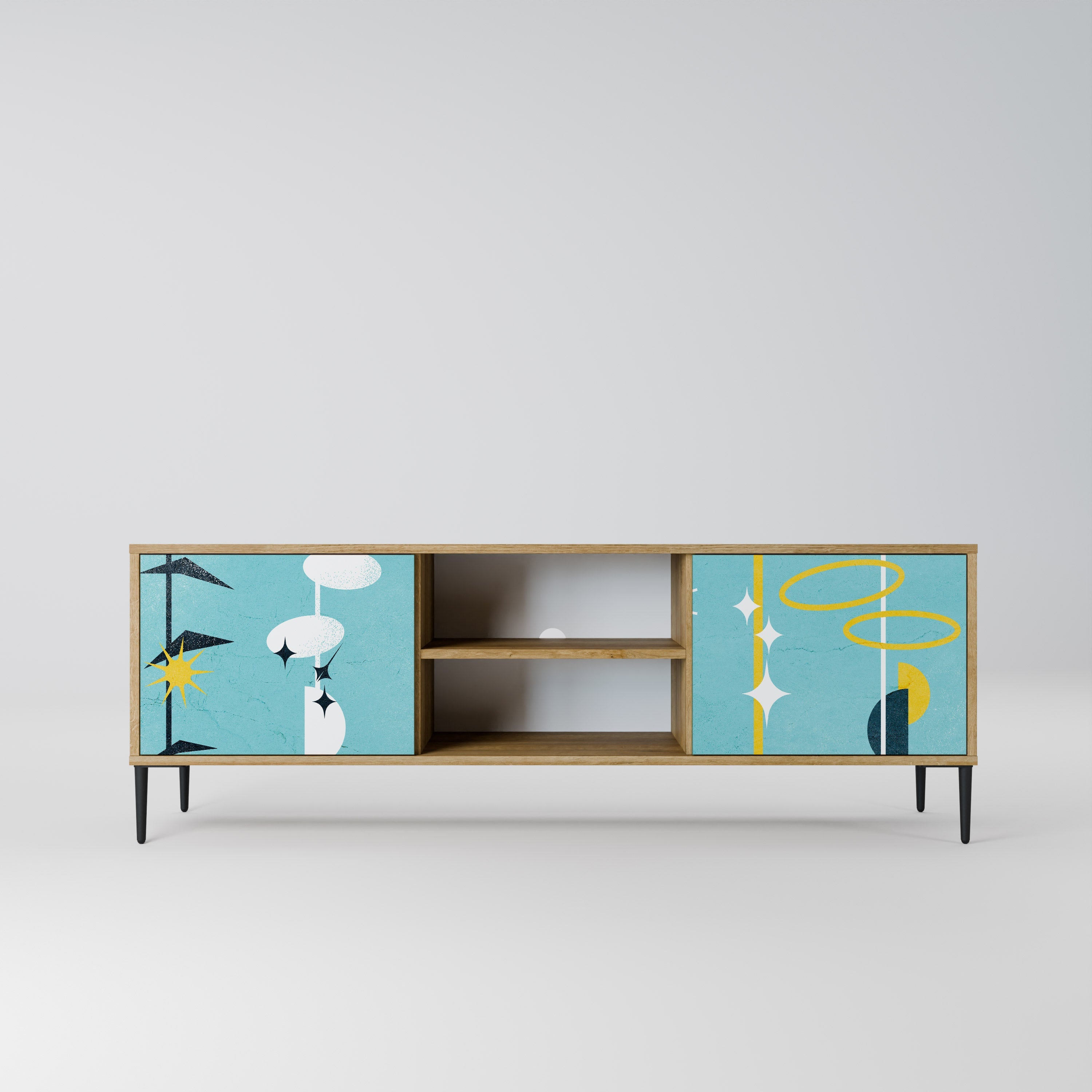 Meuble TV 2 portes PATHS TO HAPPINESS effet chêne