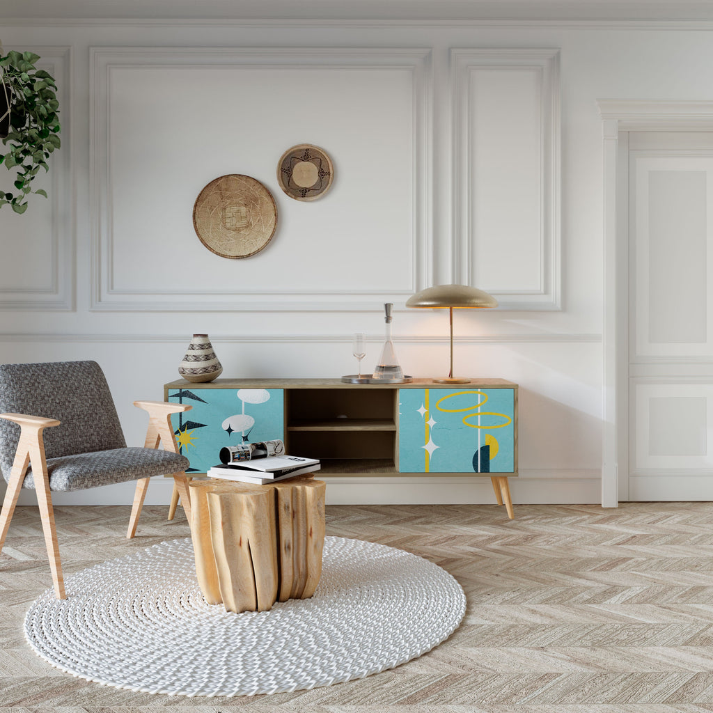 Meuble TV 2 portes PATHS TO HAPPINESS effet chêne