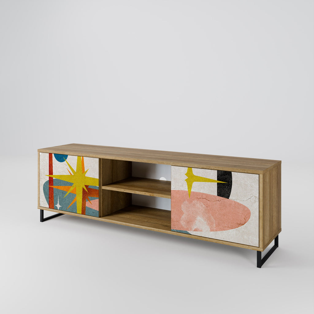 Meuble TV 2 portes INTERSTELLAR VIBES effet chêne