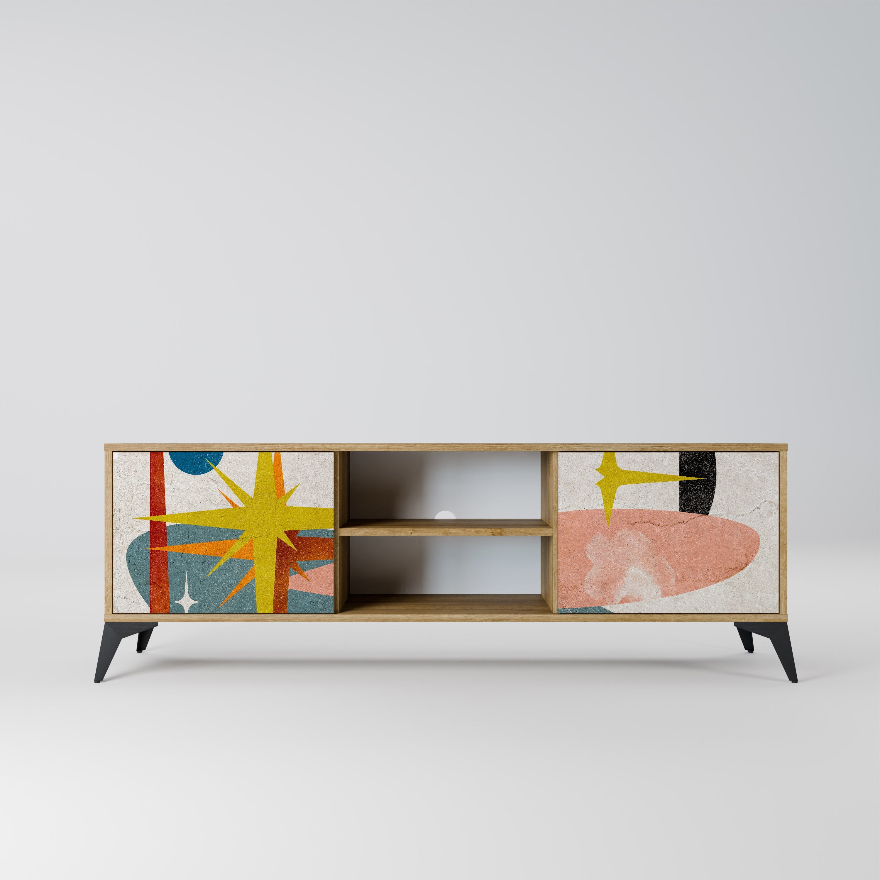 Meuble TV 2 portes INTERSTELLAR VIBES effet chêne