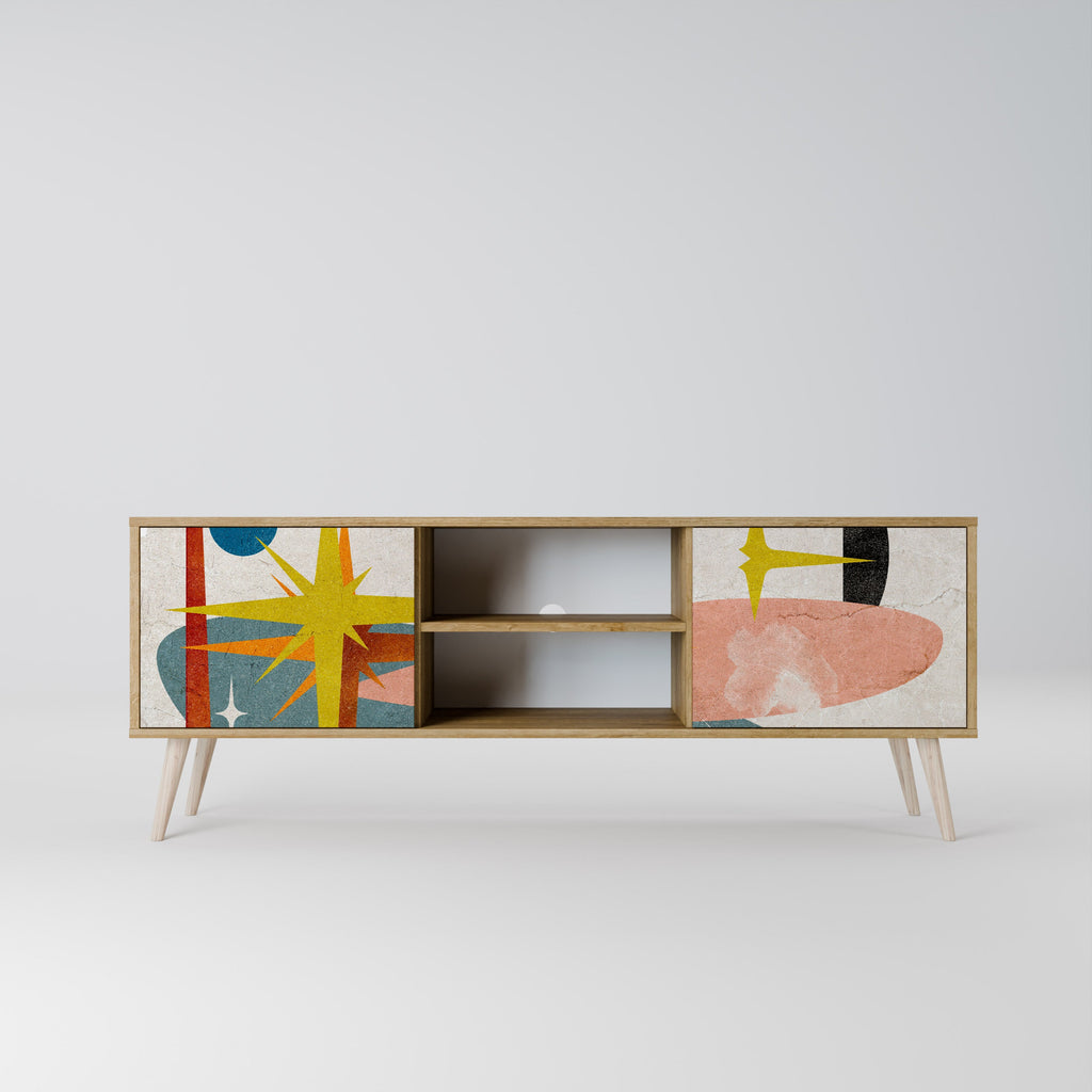 Meuble TV 2 portes INTERSTELLAR VIBES effet chêne