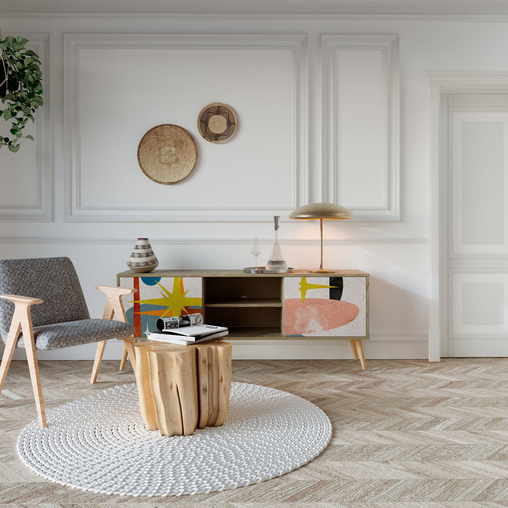 Meuble TV 2 portes INTERSTELLAR VIBES effet chêne