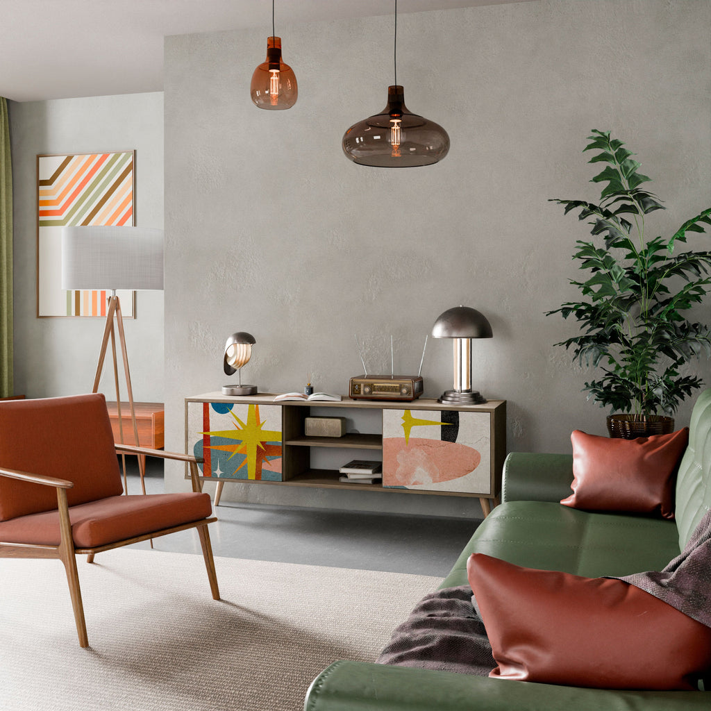 Meuble TV 2 portes INTERSTELLAR VIBES effet chêne