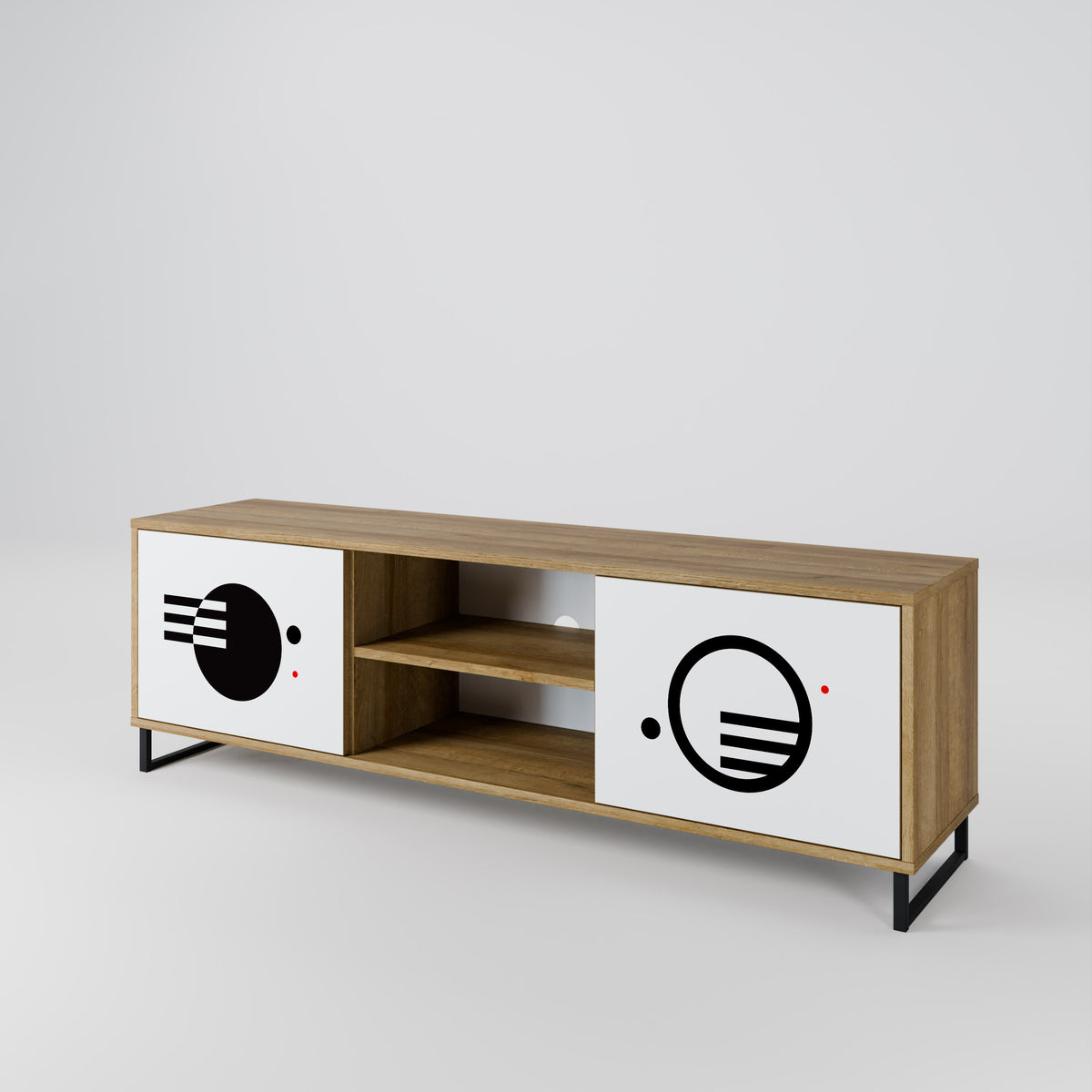 BLACK AND WHITE COMBINATION 2-Door TV Cabinet