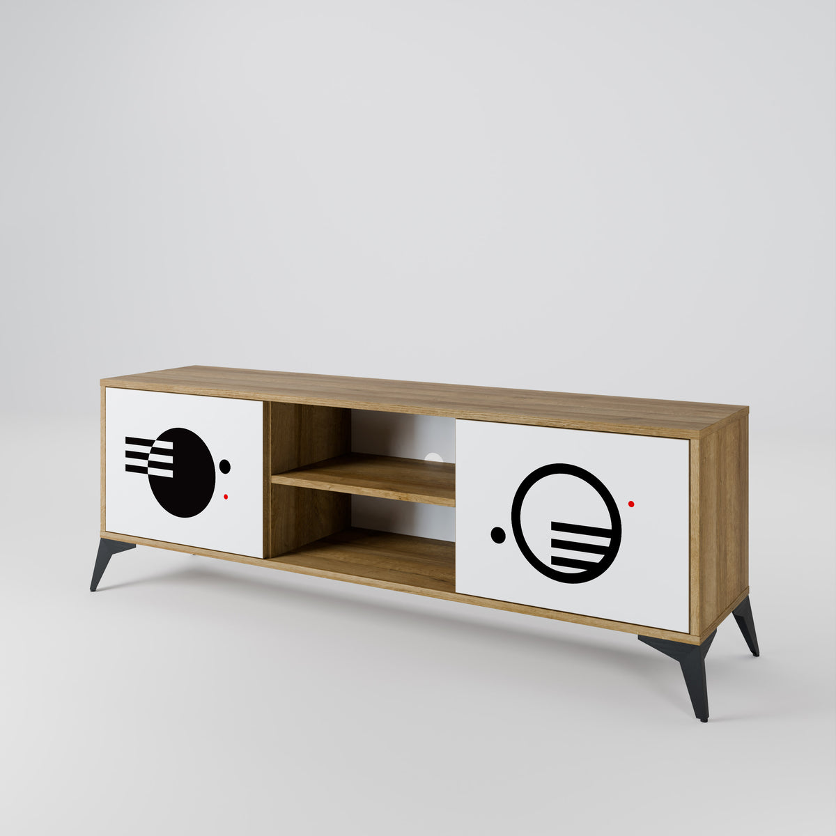 BLACK AND WHITE COMBINATION 2-Door TV Cabinet