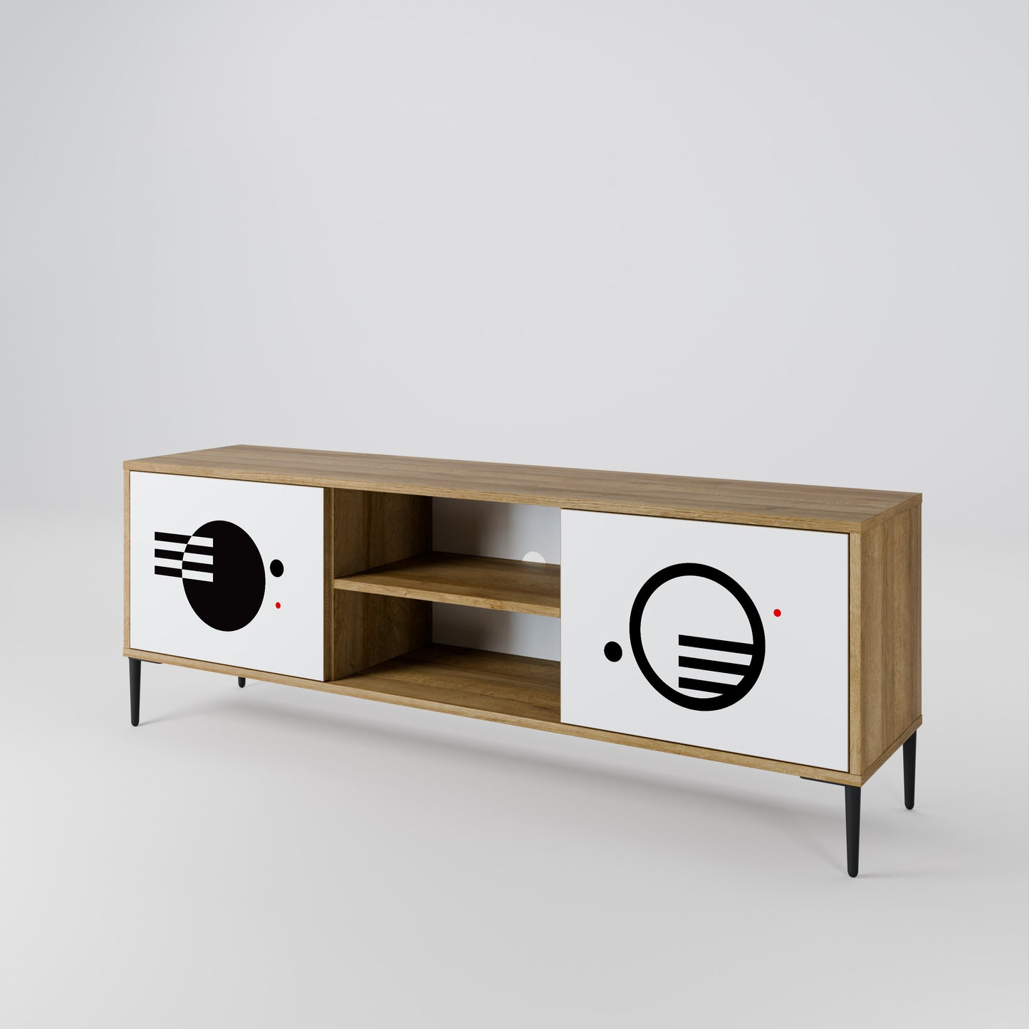 BLACK AND WHITE COMBINATION 2-Door TV Cabinet