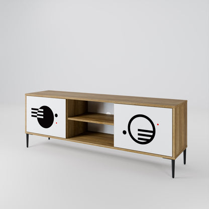 BLACK AND WHITE COMBINATION 2-Door TV Cabinet