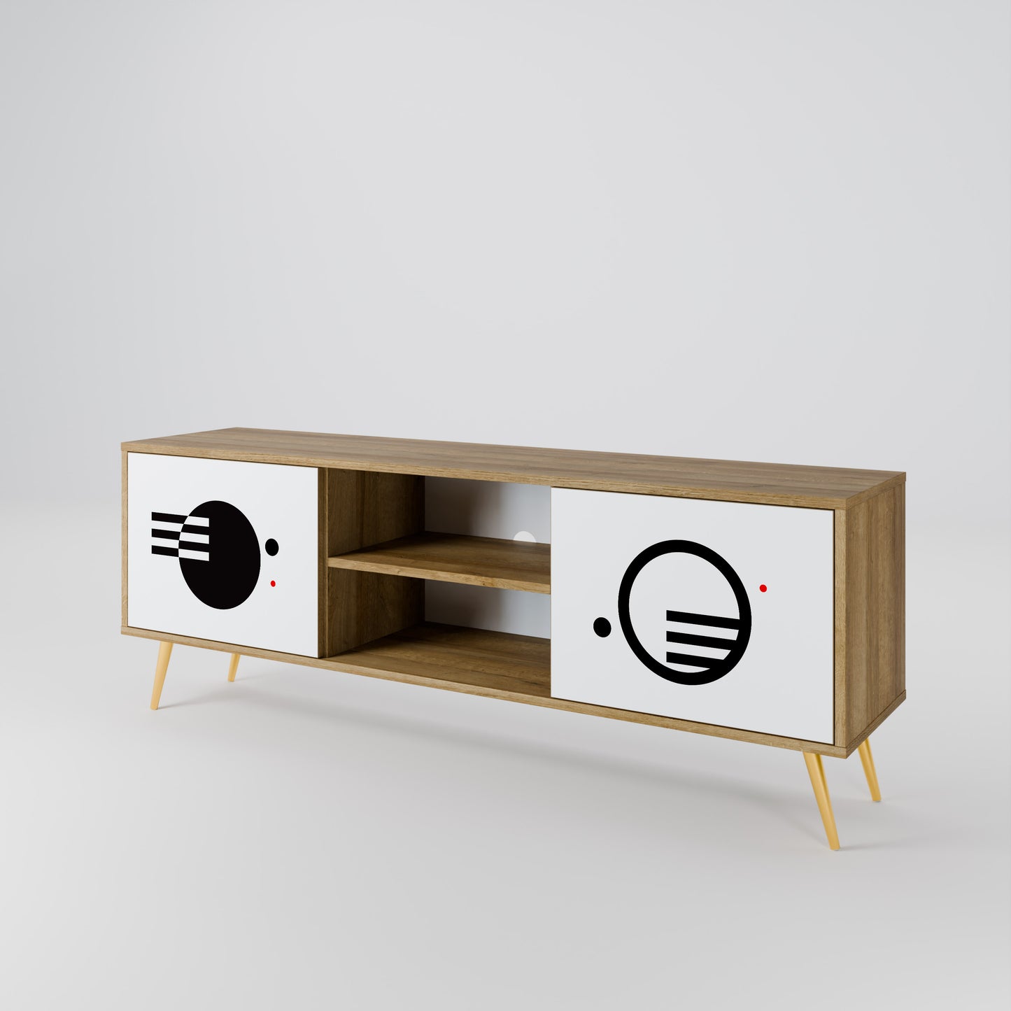BLACK AND WHITE COMBINATION 2-Door TV Cabinet