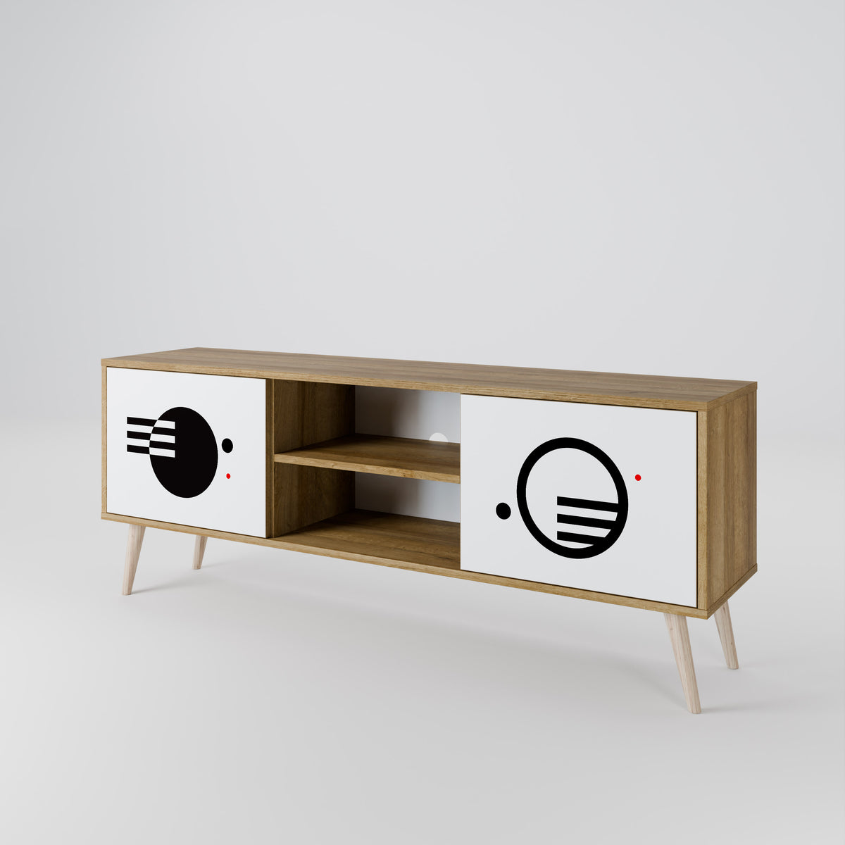 BLACK AND WHITE COMBINATION 2-Door TV Cabinet